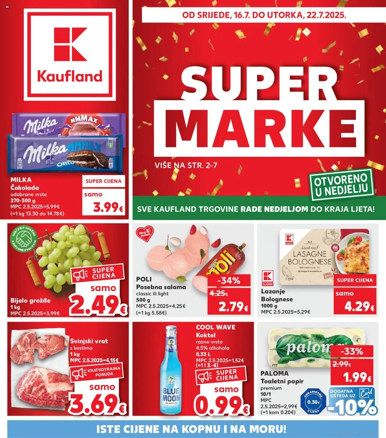 Kaufland katalog | vrijedi od 16.07.2025 | Stranica: 1 | Proizvodi: Lasagne, Salama, Grožđe, Milka