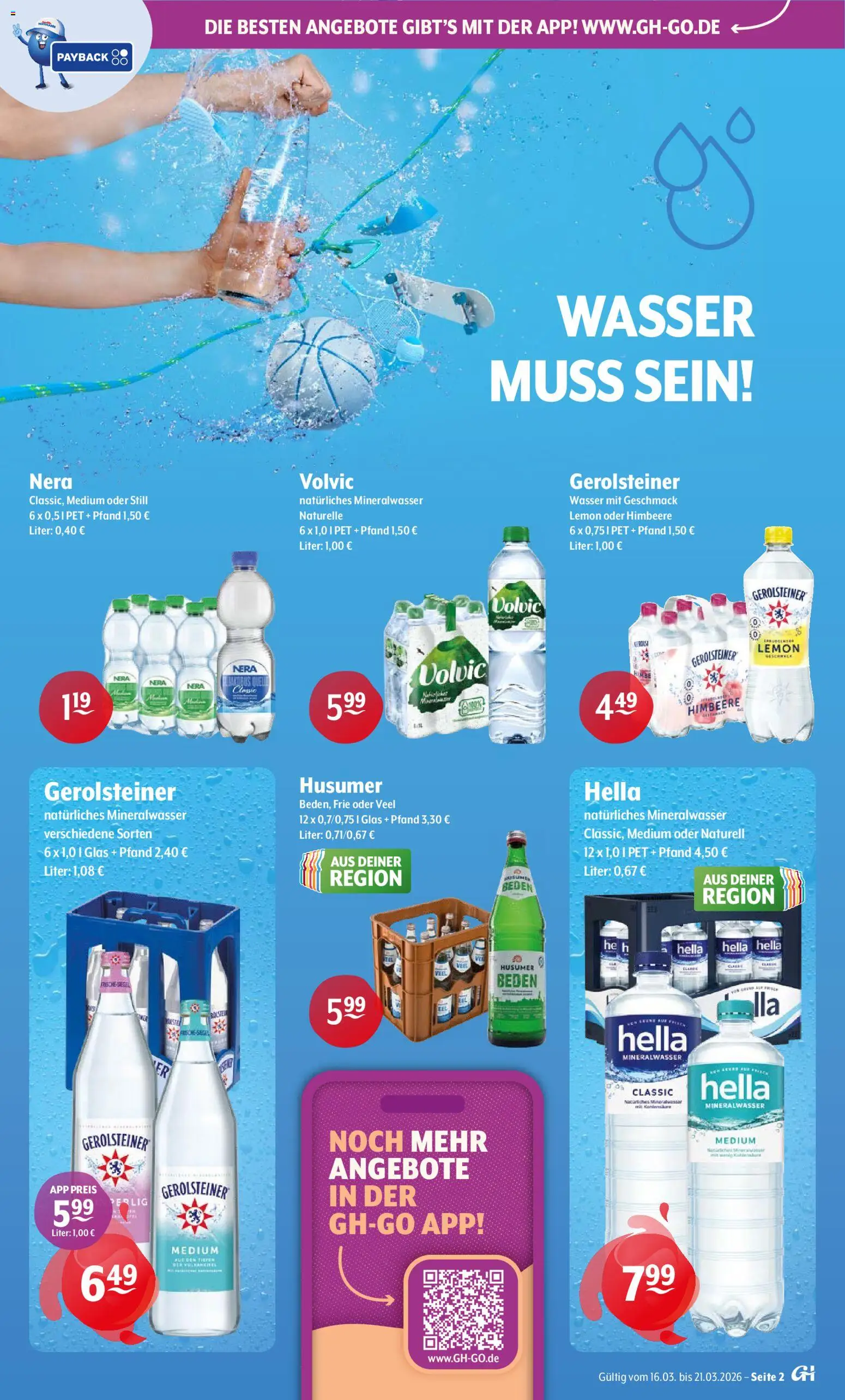 Getränke Hoffmann - Hamburg – gültig ab 16.03.2026 | Seite: 2 | Produkte: Wasser, Hella, Himbeere, Volvic