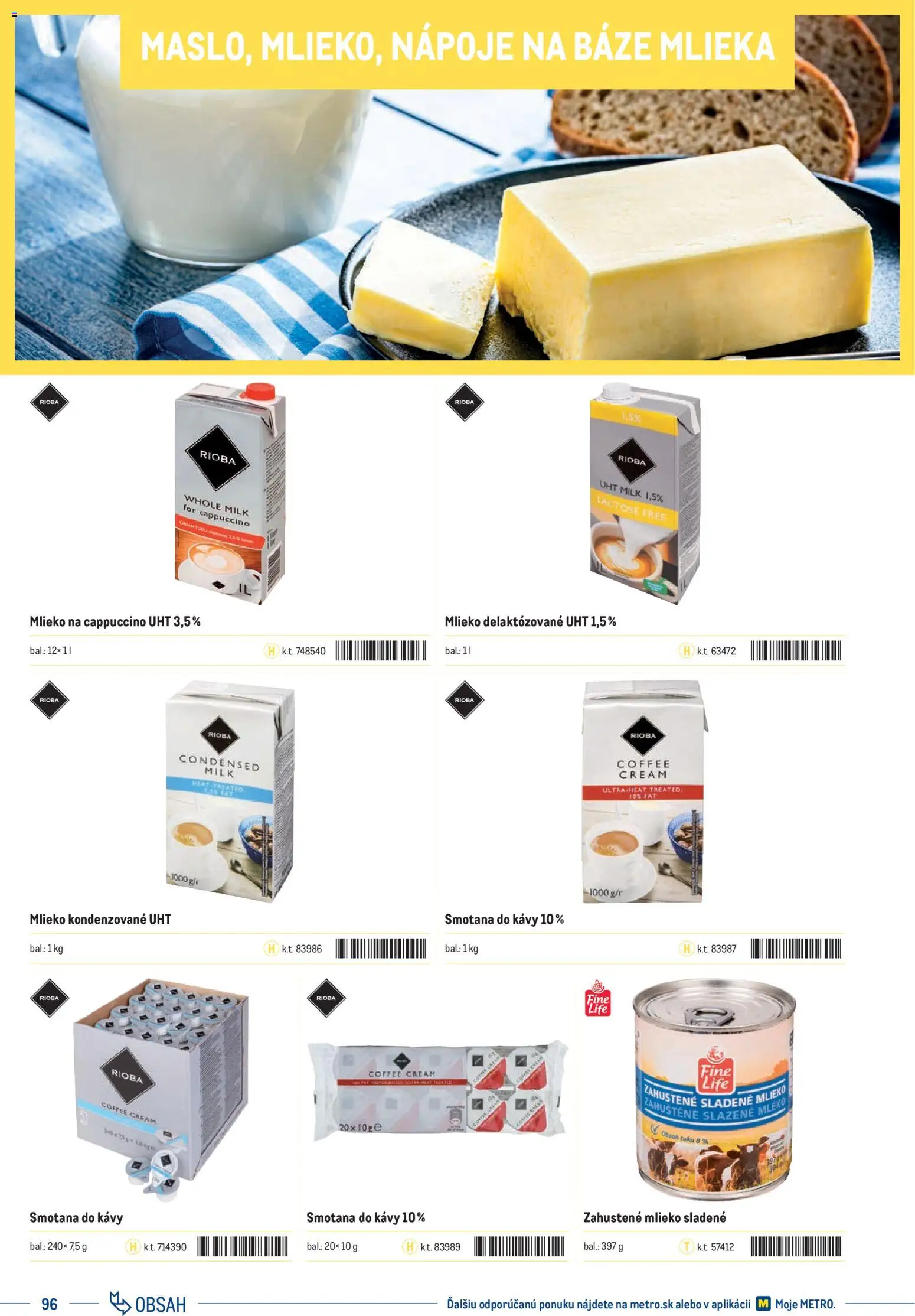 Nové Metro akcie – leták je platný od 01.01.2025 | Strana: 96 | Produkty: Mlieko, Smotana