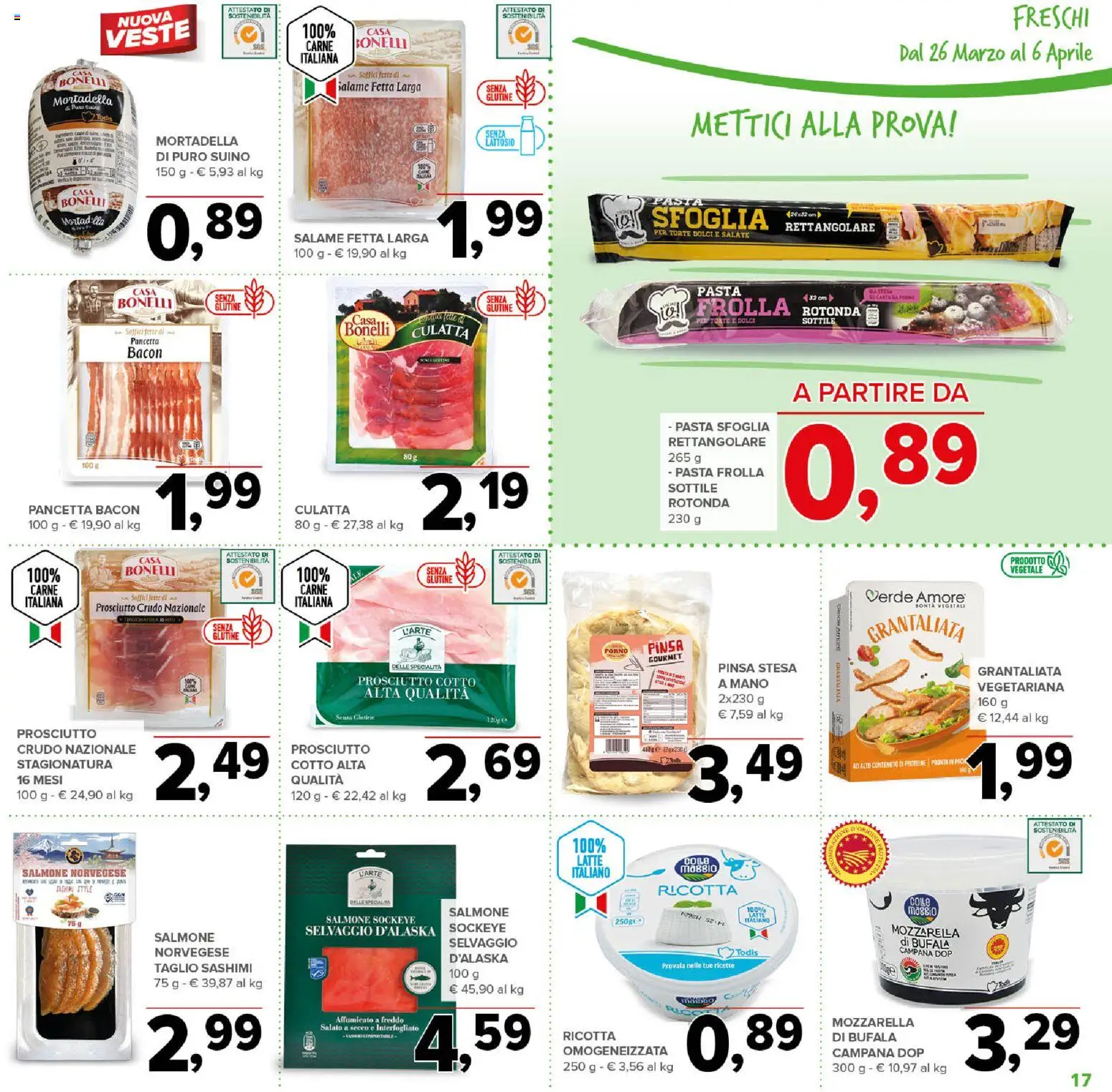 Volantino Todis del 26.03.2026 | Pagina: 17 | Prodotti: Prosciutto Cotto, Salame, Salmone, Mozzarella