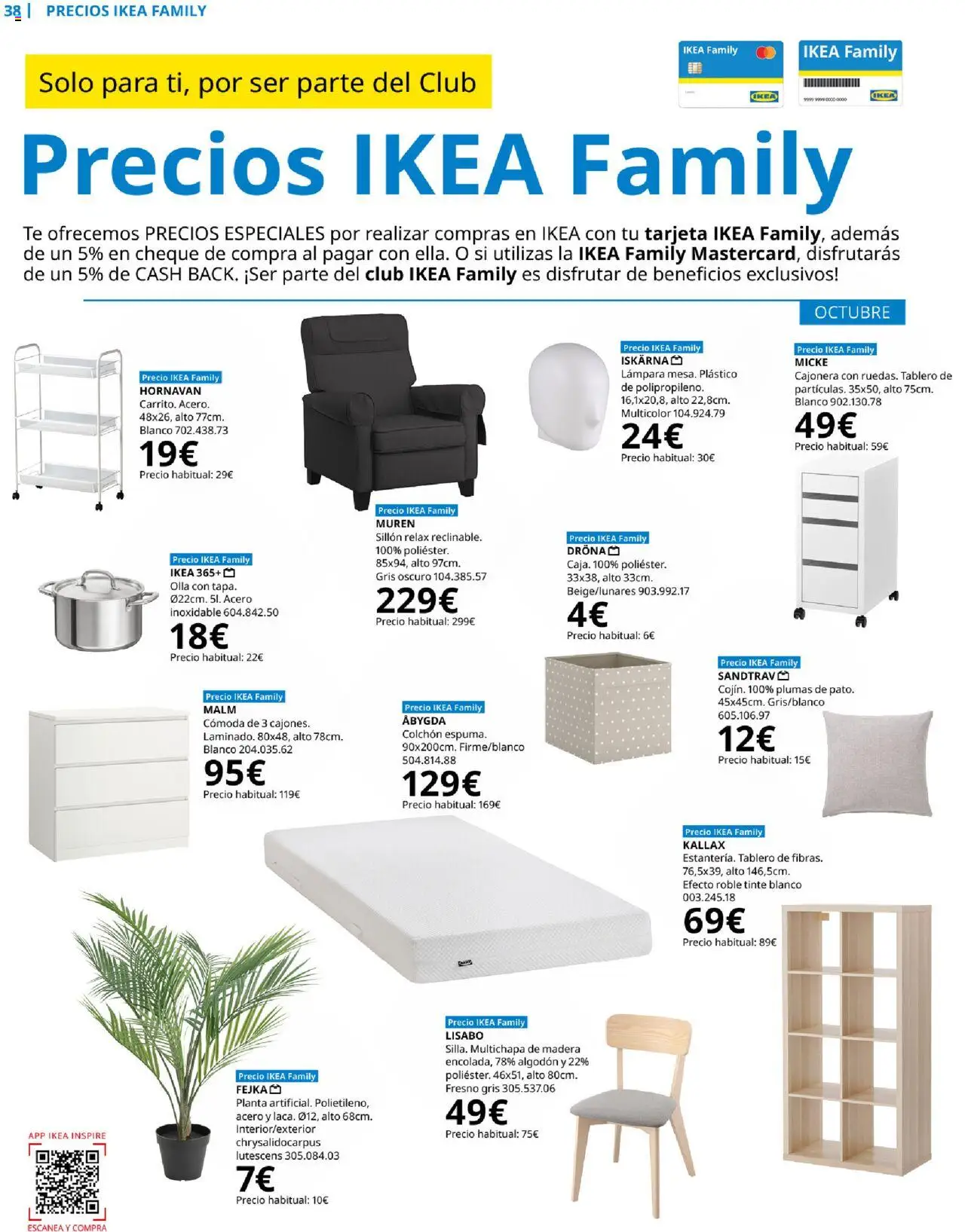 Catálogo IKEA Family │ válido desde el 01.10.2025 | Página: 38 | Productos: Té, Colchon, Cajonera, Sillón