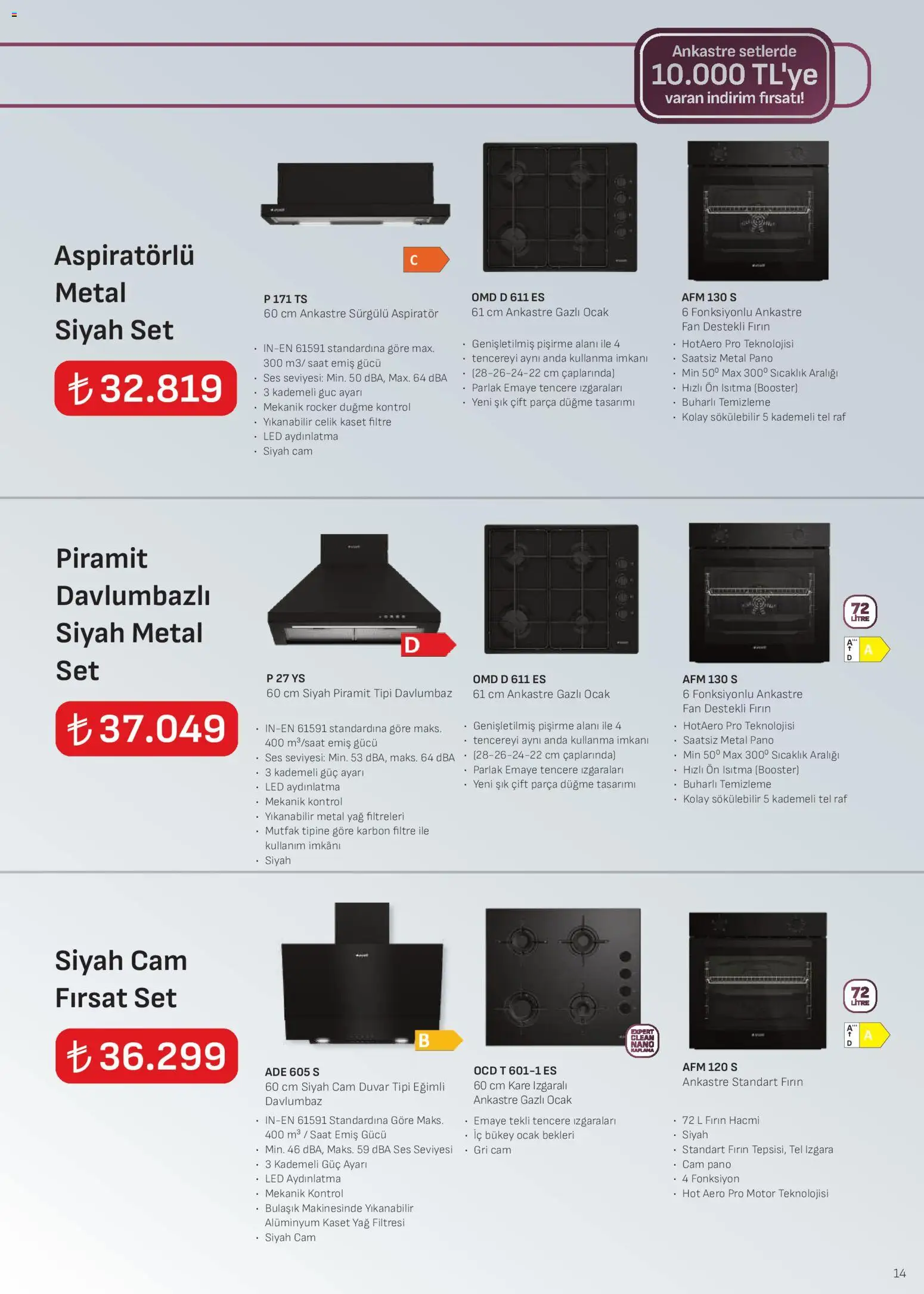 Arçelik Ankastre Kataloğu - 16.01.2026 tarihinden itibaren geçerlidir | Sayfa: 14 | Ürünler: Yağ, Saat, Ocak, Izgara