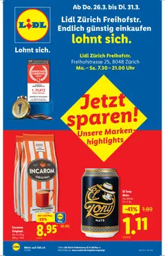 Lidl Aktionen Neueröffnung Zürich ab 26.03.2026 gültig