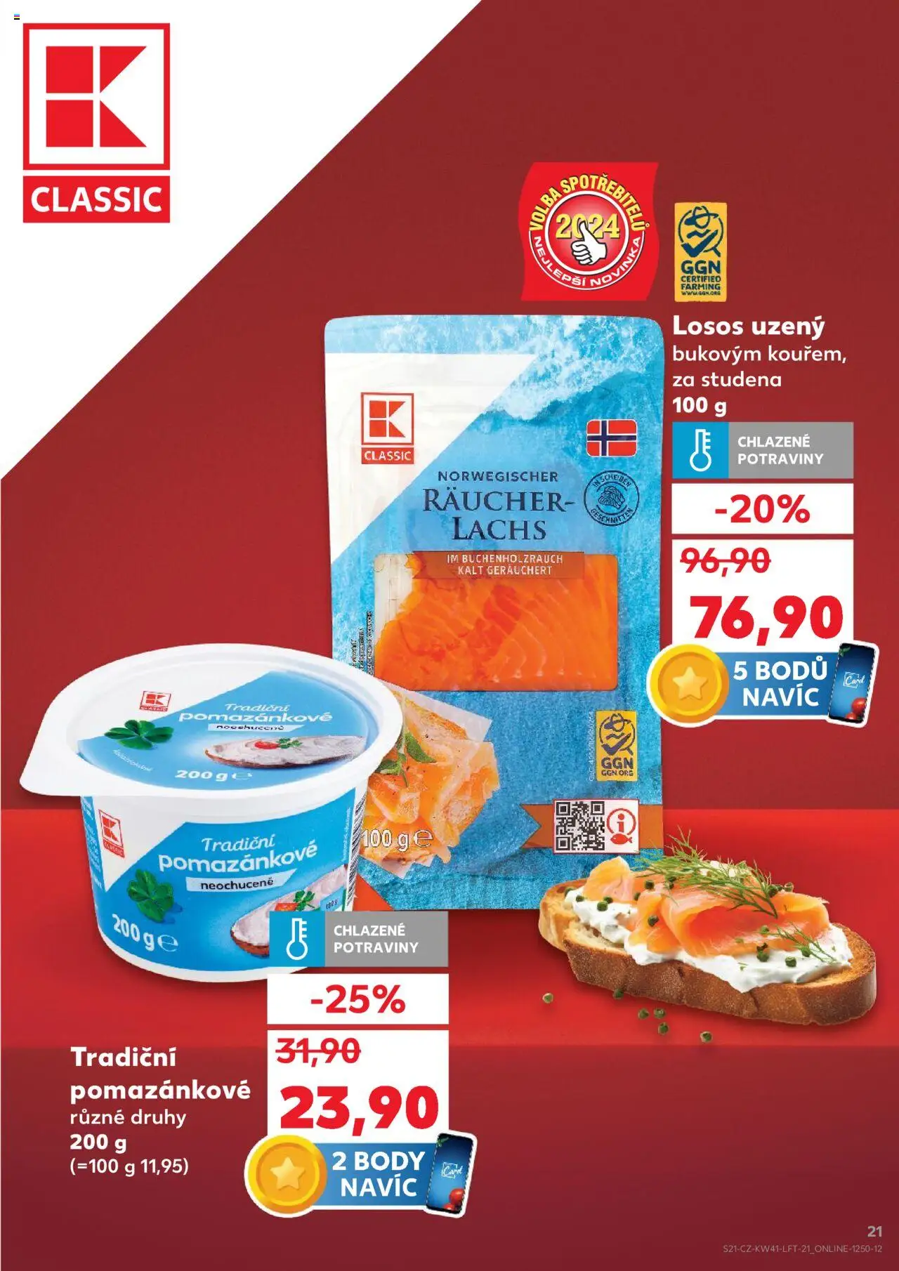 Kaufland leták - Praha 8 od 08.10.2025 | Strana: 21 | Produkty: Losos, Potraviny, Body