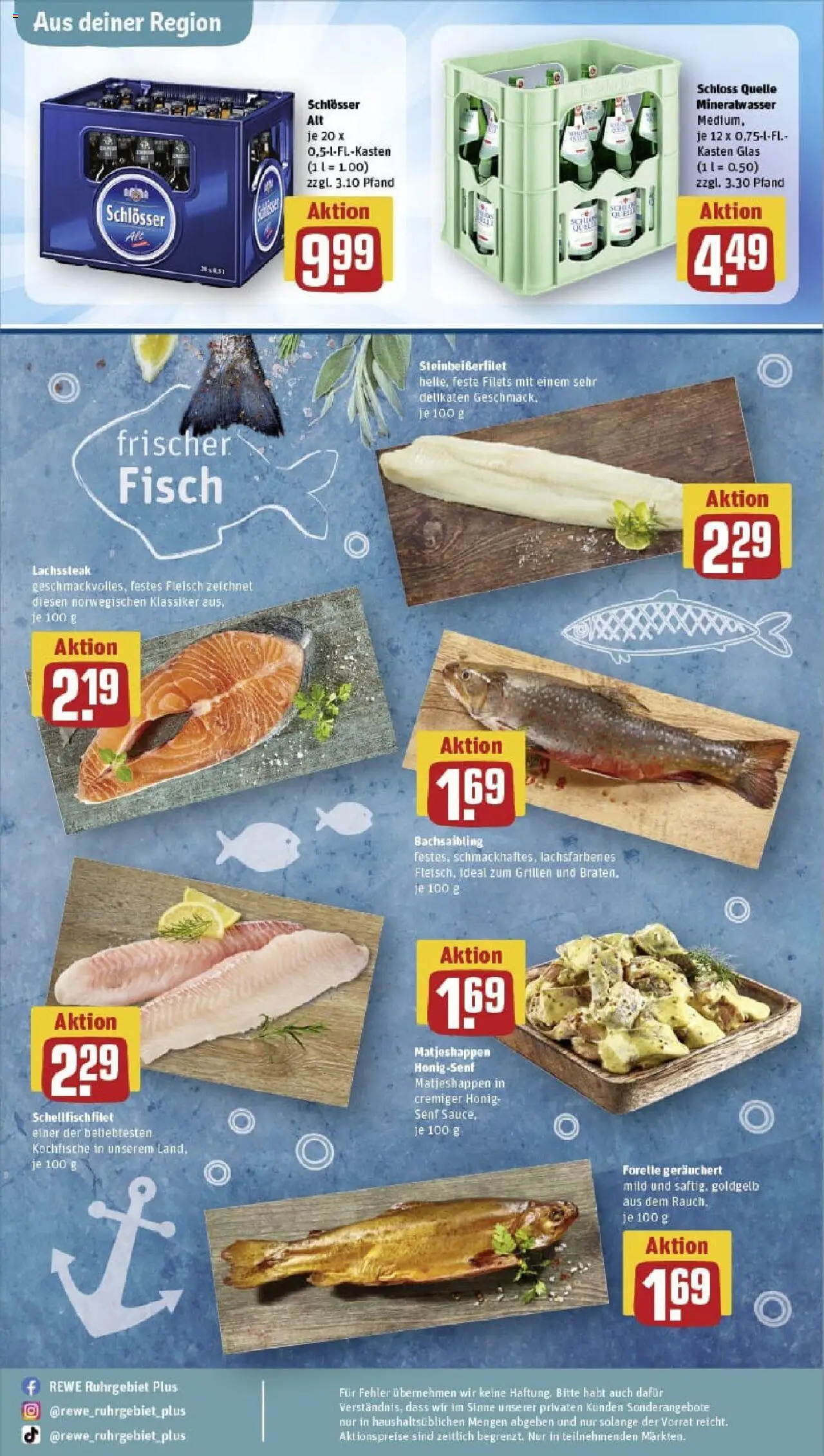 Rewe prospekt Duisburg / Bergheim	 - gültig ab dem 06.07.2025 | Seite: 32 | Produkte: Mineralwasser, Fisch, Steak, Fleisch