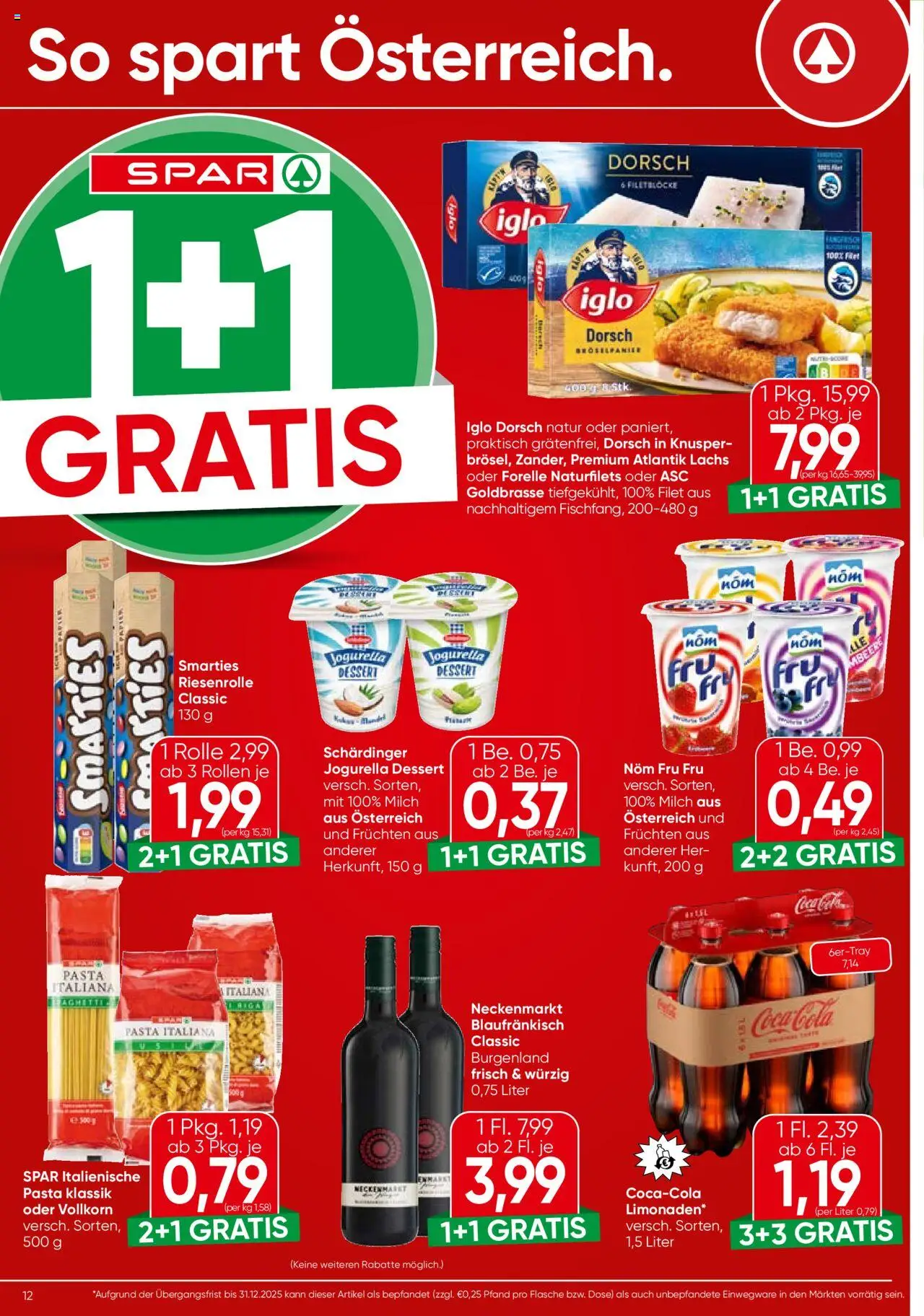 Spar Flugblatt - Kärnten gültig ab 21.08.2025 | Seite: 12 | Produkte: Pasta, Milch