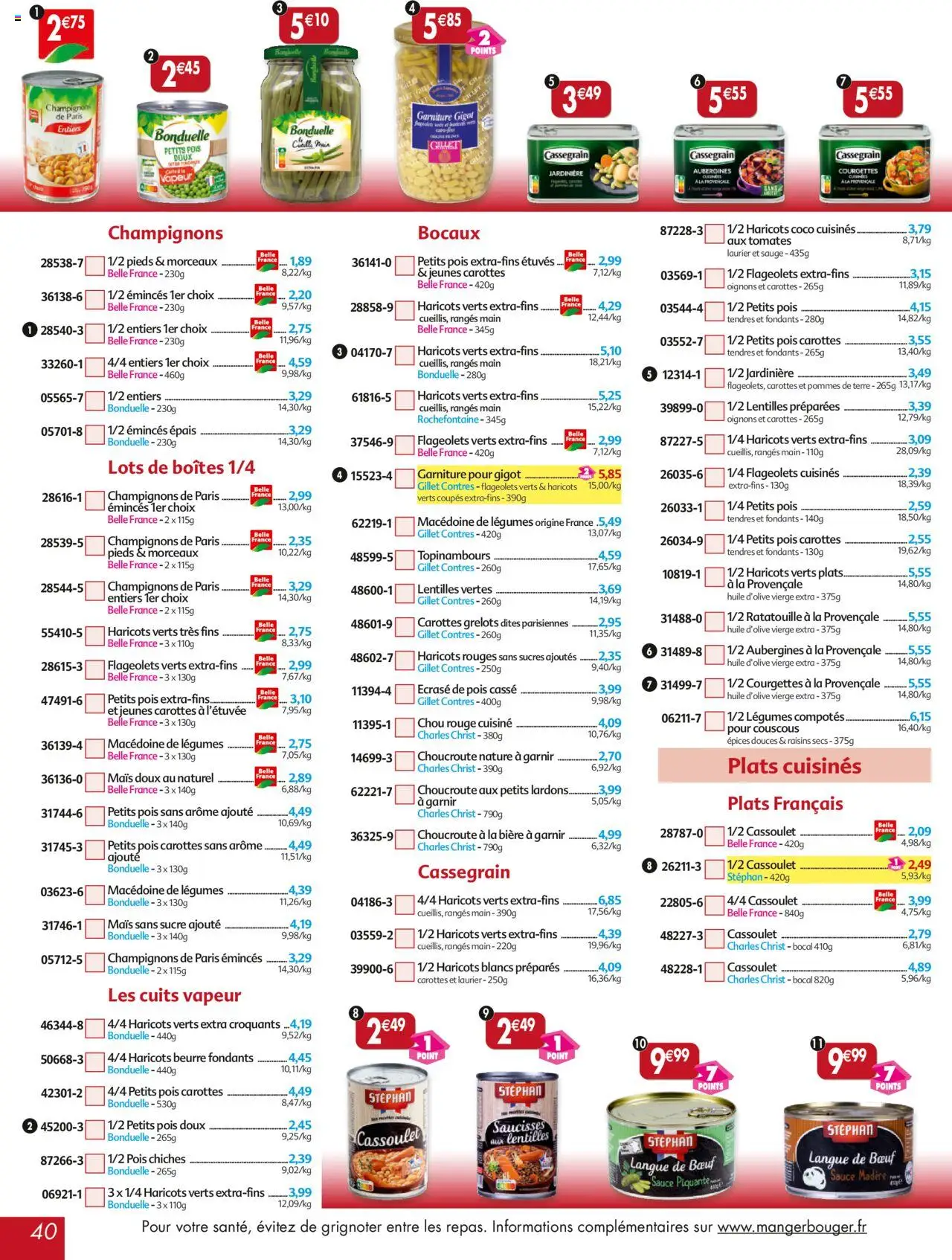  | Page: 40 | Produits: Champignon, Bière, Tomates, Oignons