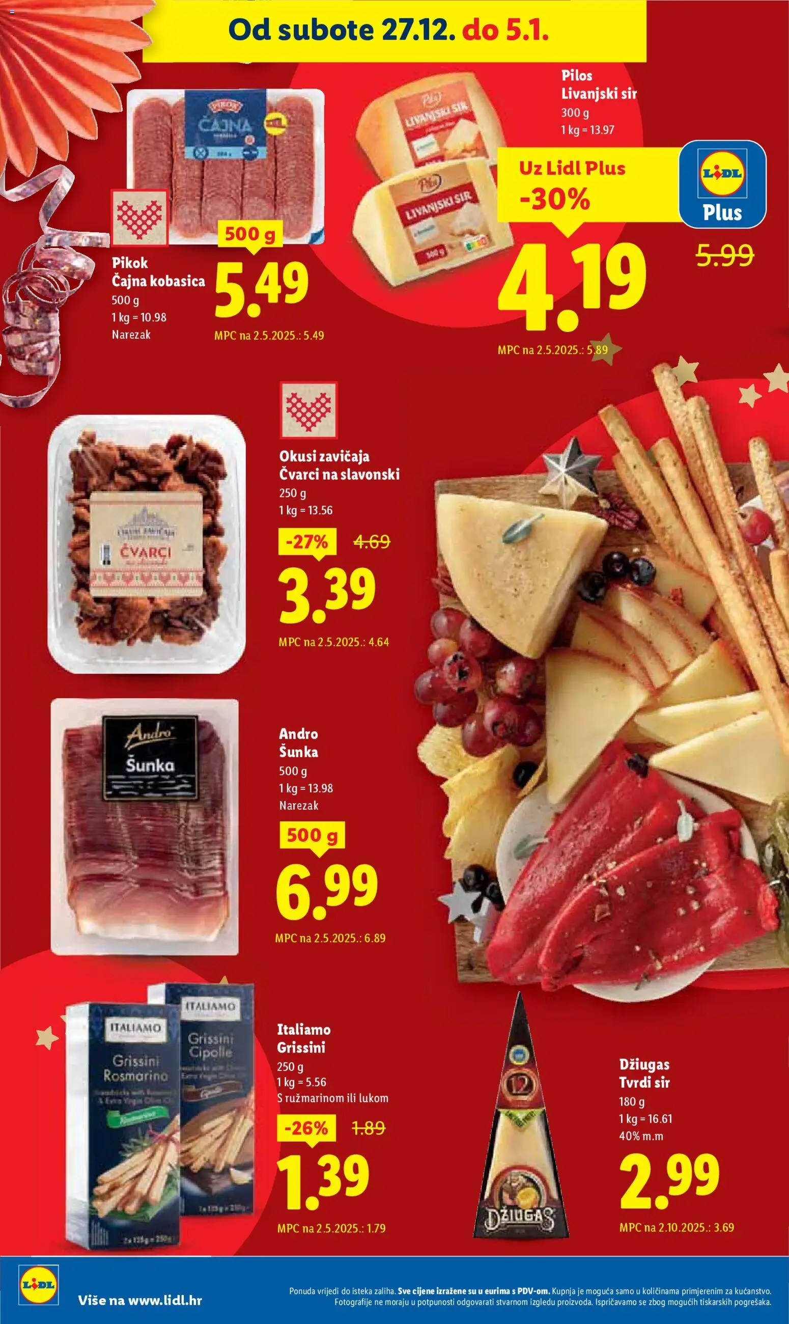 Lidl katalog | vrijedi od 27.12.2025 | Stranica: 4 | Proizvodi: Šunka, Narezak, Džiugas, Tvrdi sir