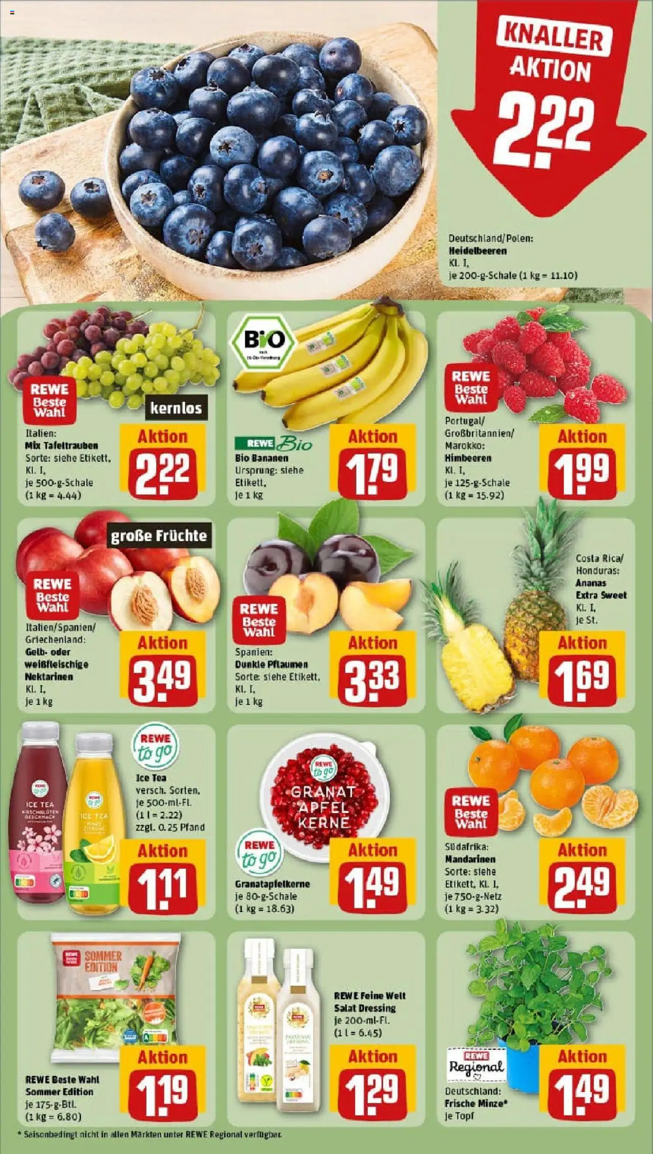 Rewe prospekt Weimar	 - gültig ab dem 03.08.2025 | Seite: 6 | Produkte: Nektarinen, Bananen, Mandarinen, Heidelbeeren