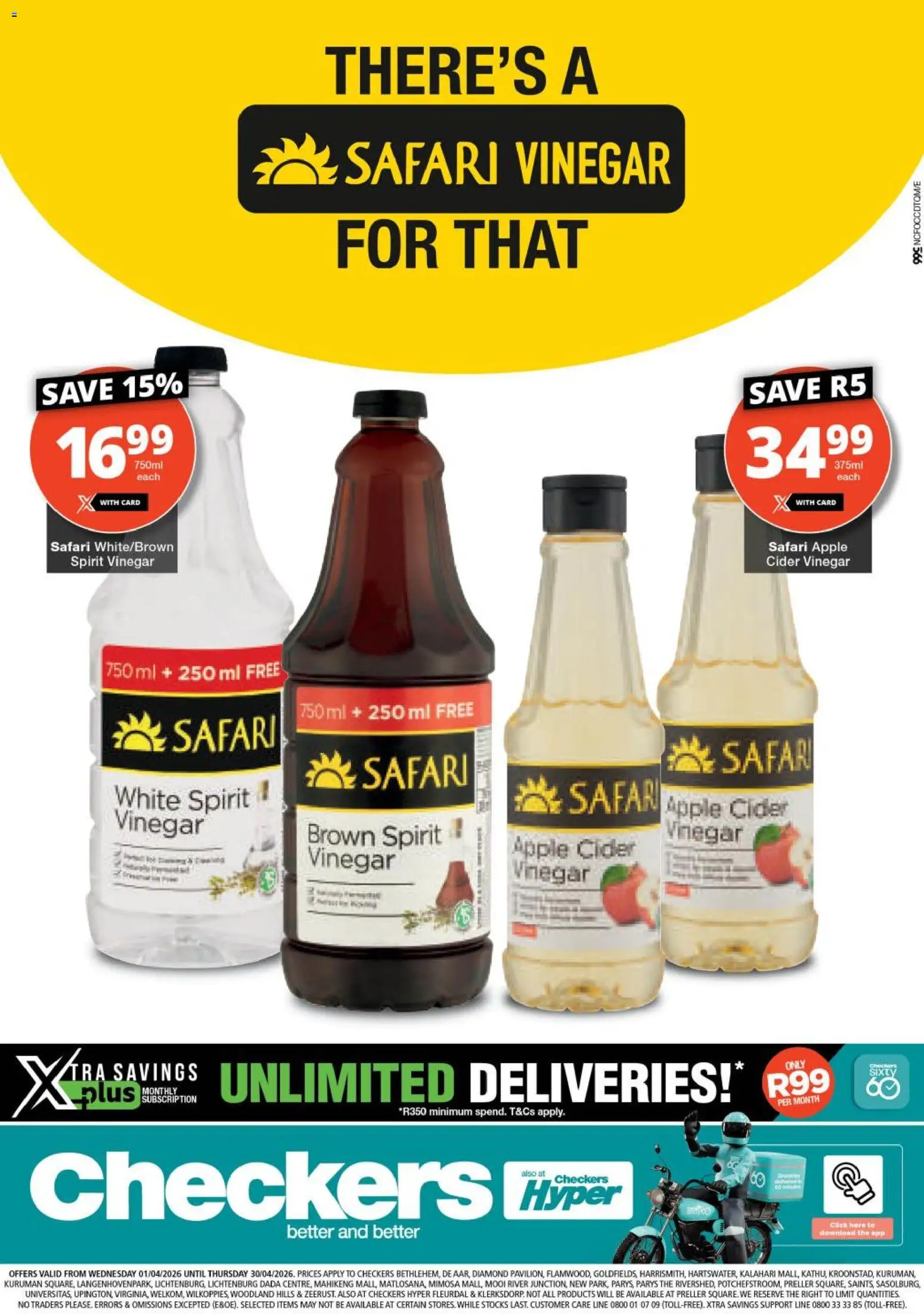 New Checkers catalogue – valid from 01.04.2026 | Page: 1 | Products: Cider, Vinegar