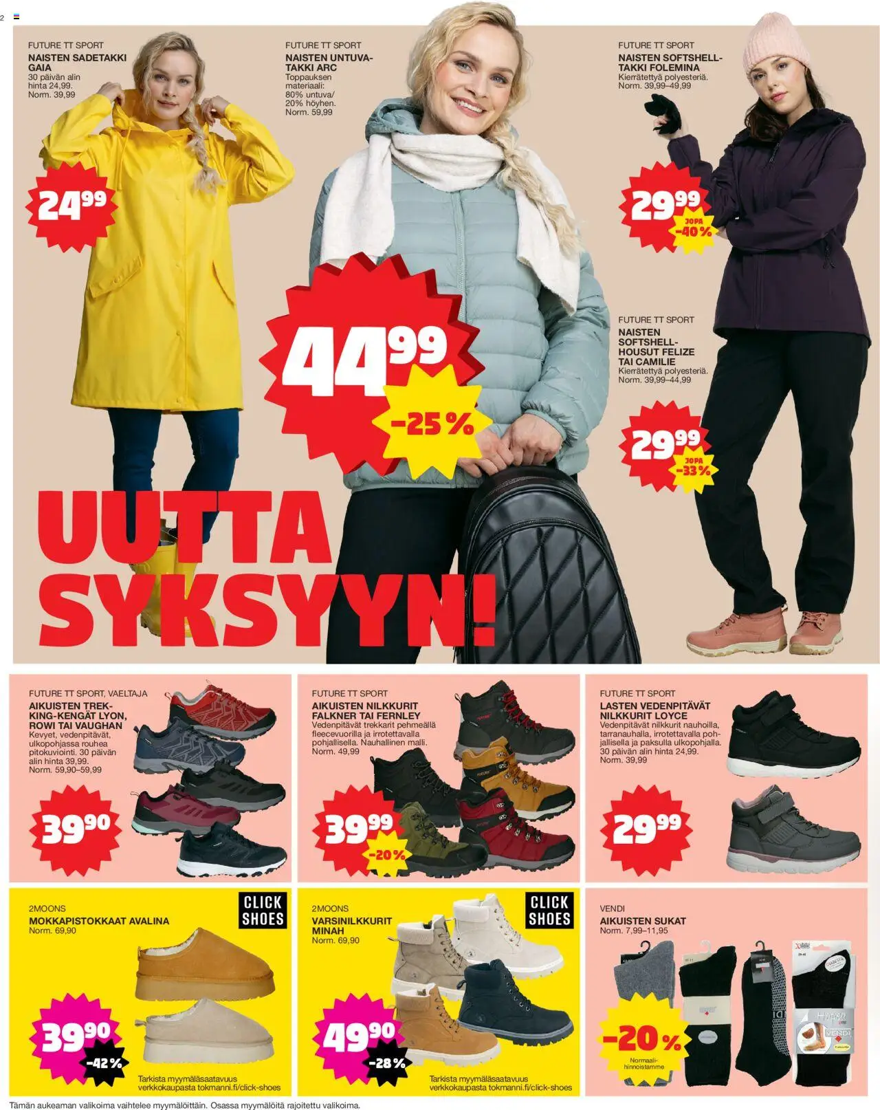Tokmanni tarjoukset – voimassa 08.09.2025 alkaen | Sivu: 2 | Tuotteet: Sadetakki, Nilkkurit, Takki, Housut