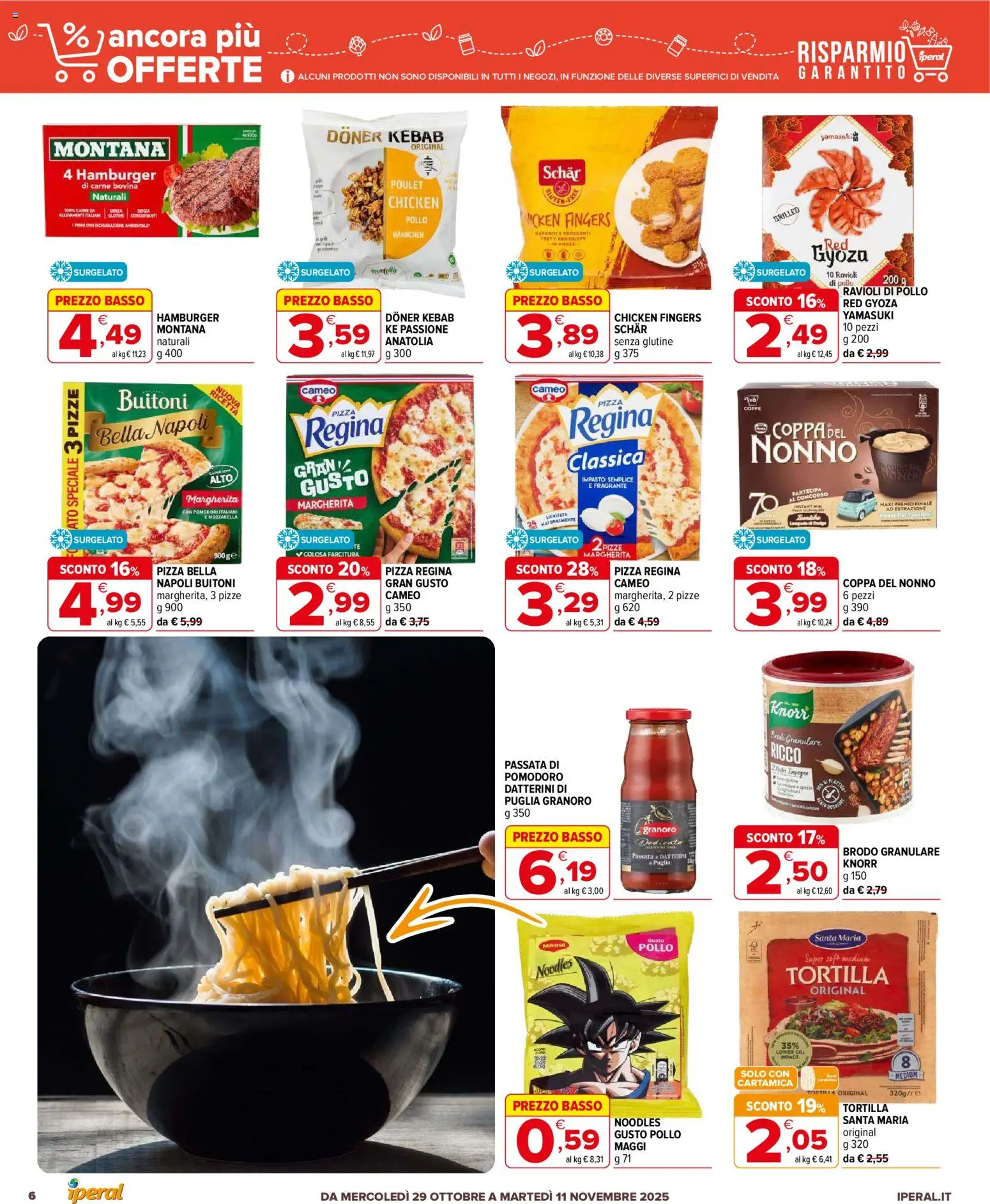 Volantino Iperal del 29.10.2025 | Pagina: 6 | Prodotti: Pizza, Pollo, Ravioli, Hamburger