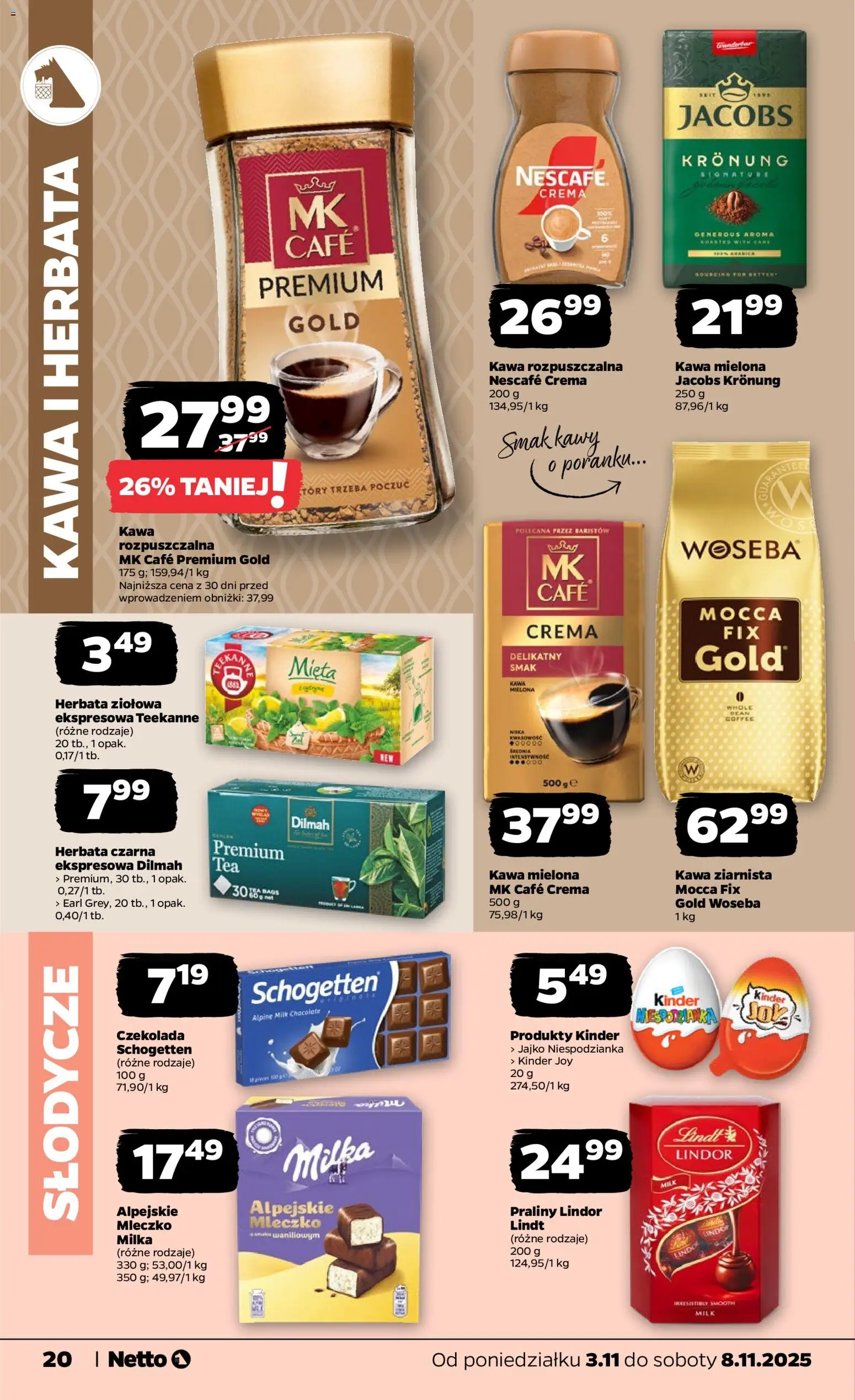 Netto gazetka - Spożywcza od 02.11.2025 | Strona: 20 | Produkty: Nescafe, Kawa ziarnista, Kawa rozpuszczalna, Mięta