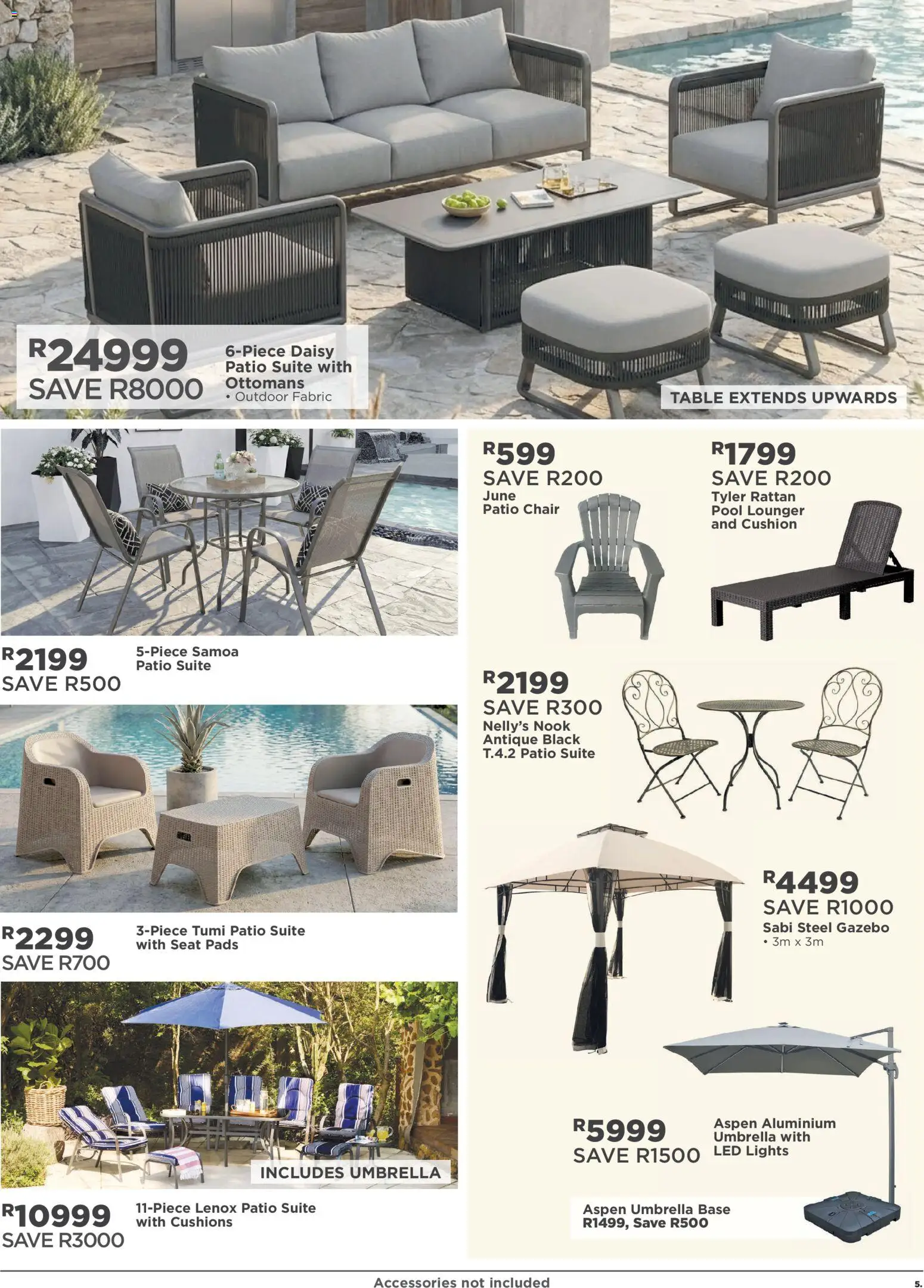New House and Home catalogue – valid from 19.03.2026 | Page: 5 | Products: Cushion, Umbrella, Table, Pads