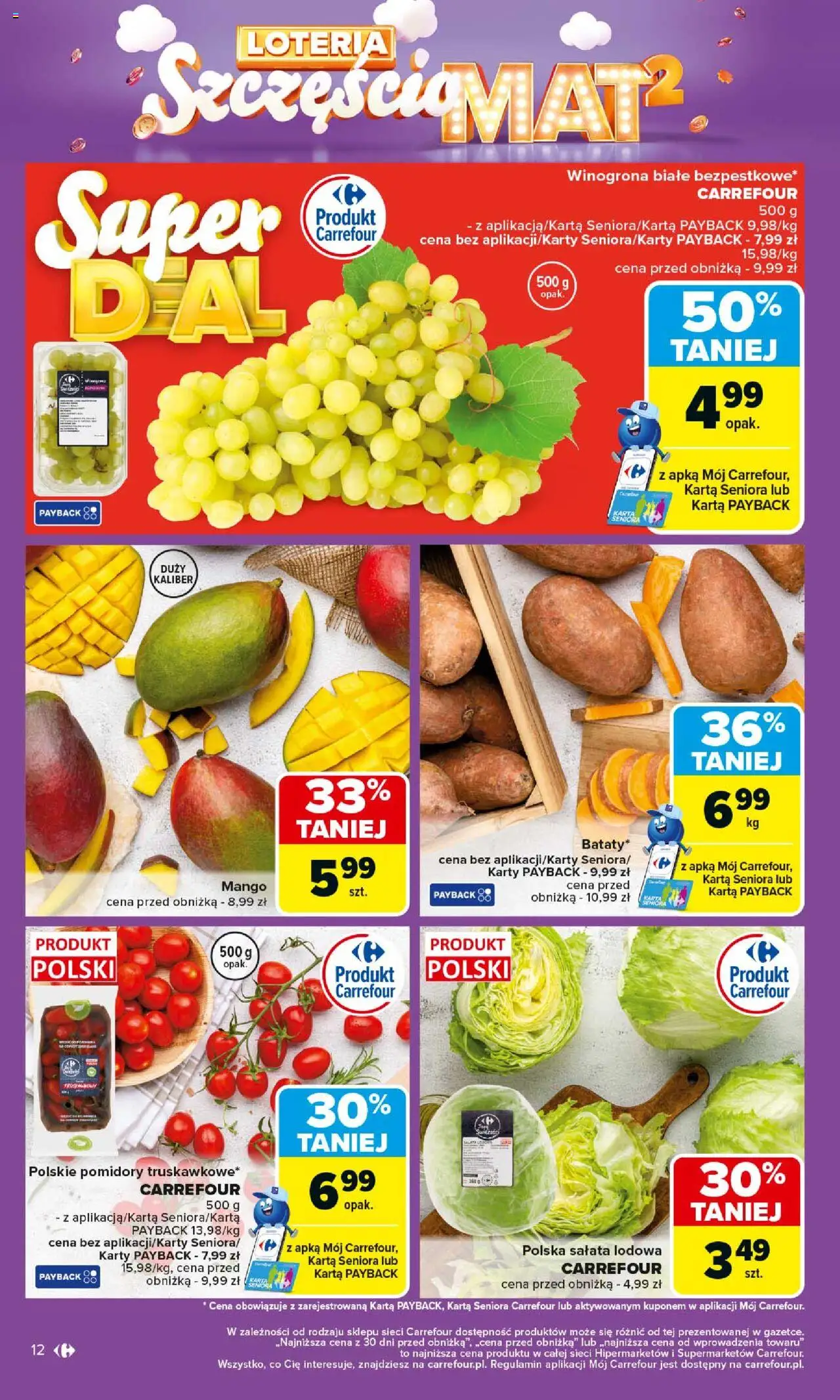 Carrefour Gazetka od 06.10.2025 | Strona: 12 | Produkty: Mango, Karta, Bataty, Pomidory
