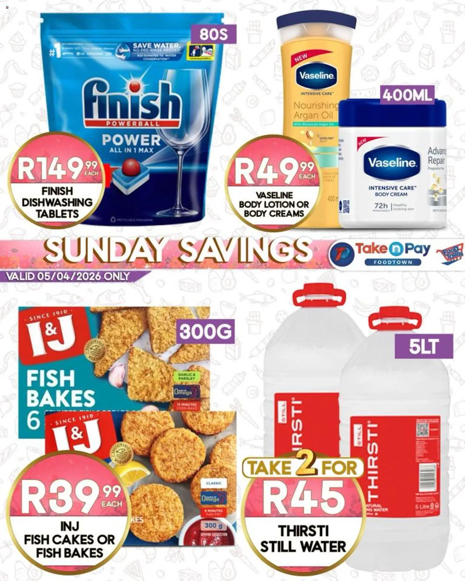 New Take n Pay catalogue – valid from 05.04.2026 | Page: 5 | Products: Parsley, Oil, Fish, Lotion
