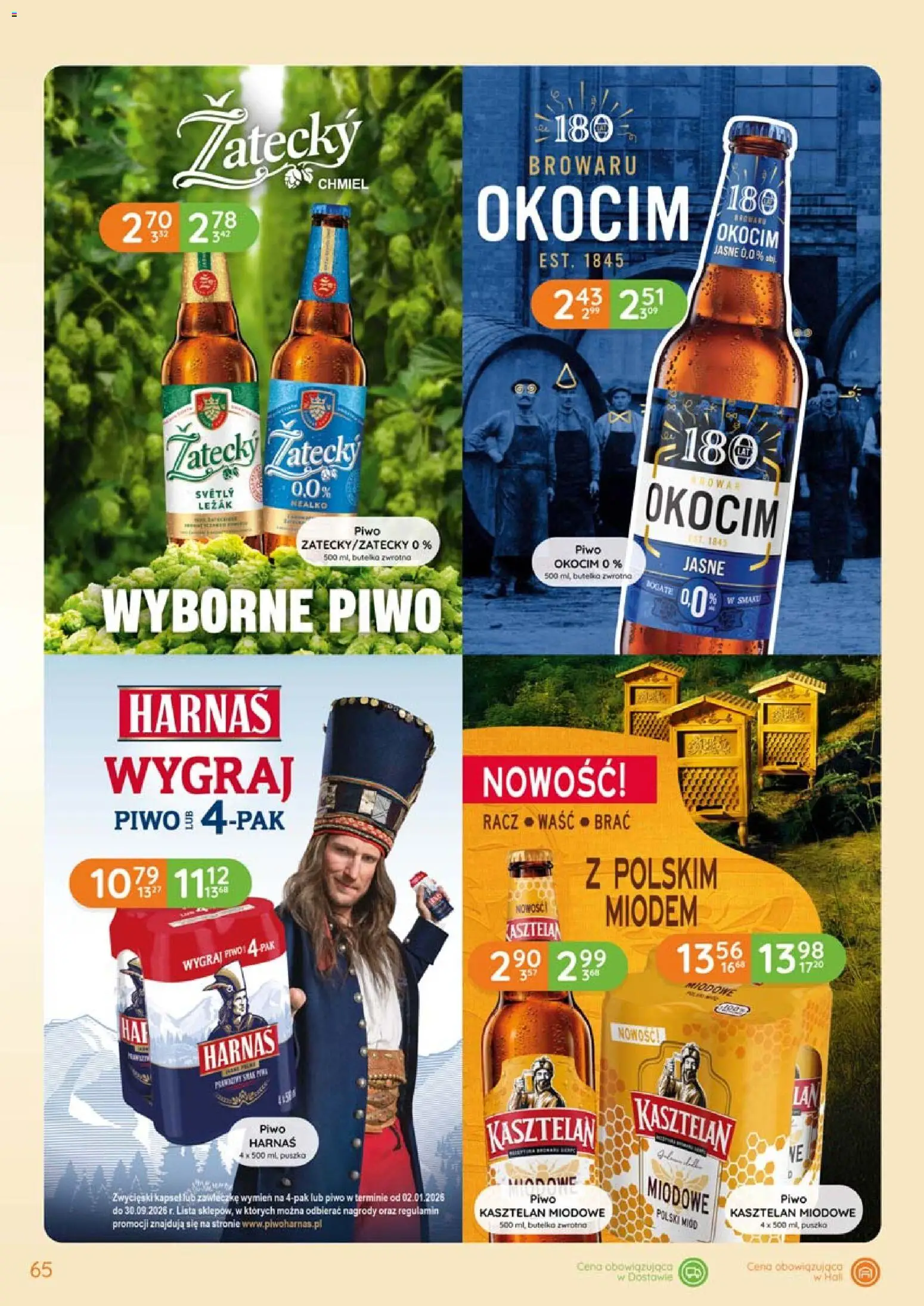 Eurocash Gazetka - Katalog Alkoholowy od 01.02.2026 | Strona: 65 | Produkty: Miód, Leżak, Harnaś, Piwo