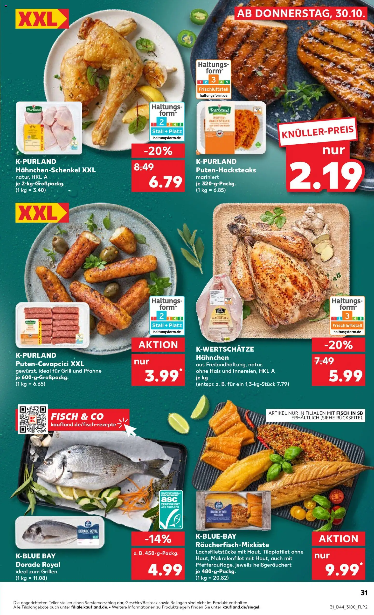 Kaufland prospekt Leipzig	 – gültig ab 30.10.2025 | Seite: 31 | Produkte: Dorade, Grill, Hahnchenschenkel, Cevapcici
