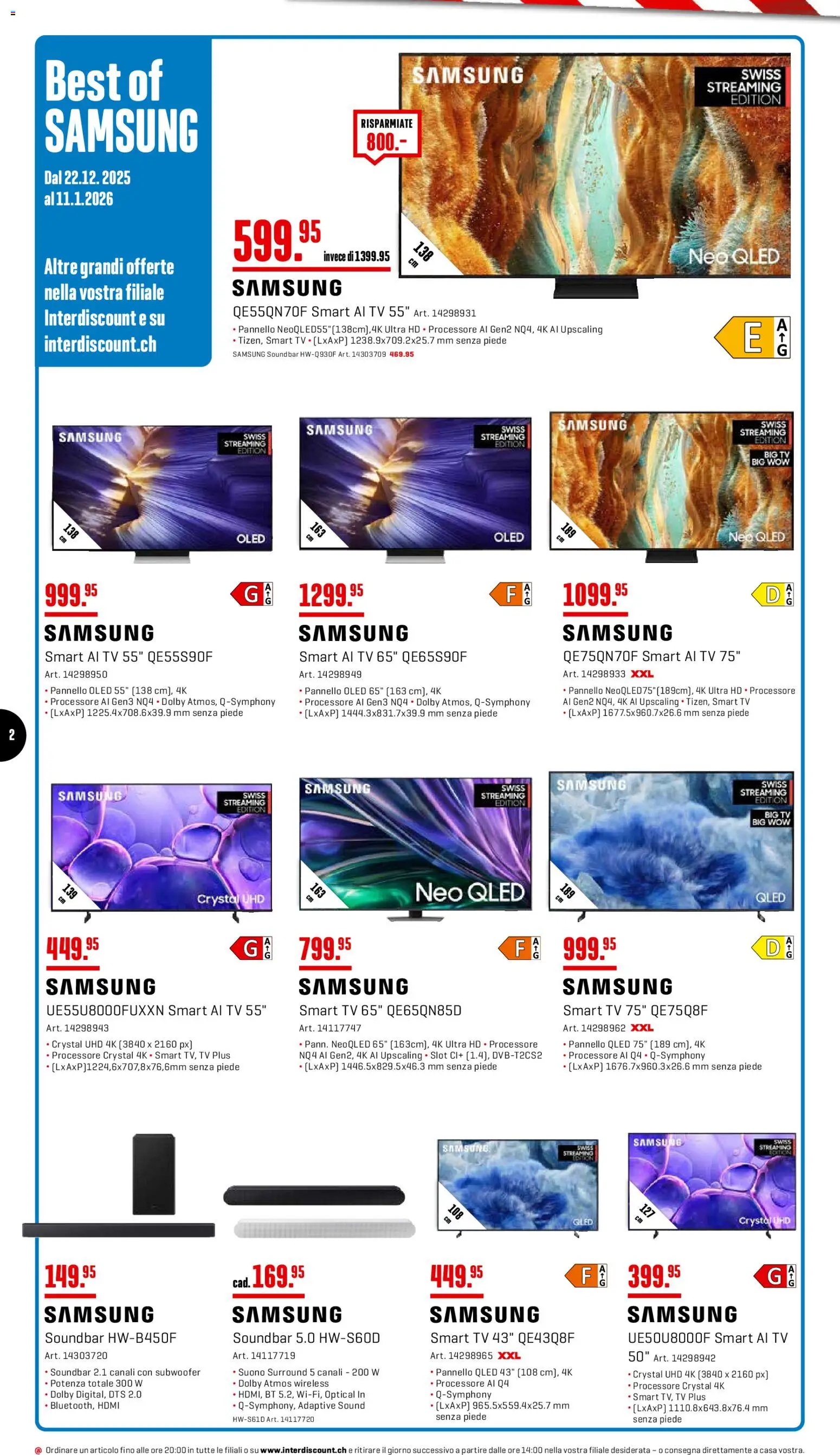 Interdiscount Aktionen IT – gültig ab 22.12.2025 | Seite: 2 | Produkte: Soundbar, TV, Samsung
