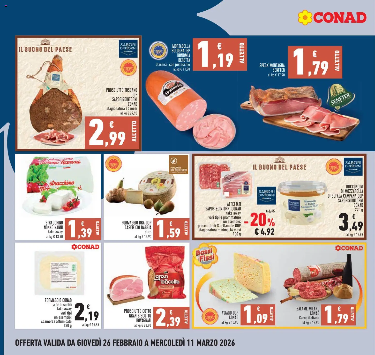 Volantino Conad del 26.02.2026 | Pagina: 10 | Prodotti: Speck, Prosciutto Cotto, Formaggio, Prosciutto