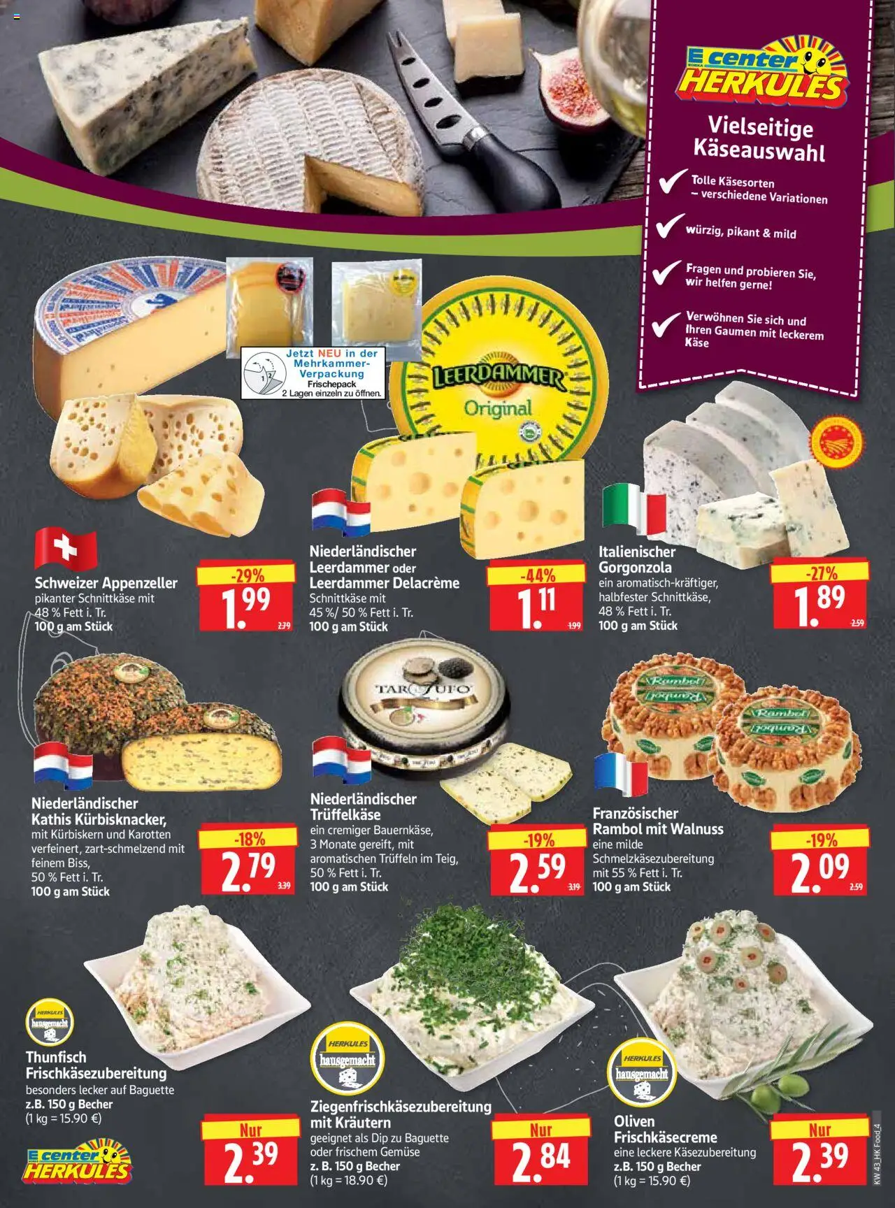 HERKULES Prospekt 	 – gültig ab 20.10.2025 | Seite: 4 | Produkte: Käse, Baguette, Leerdammer, Gemüse