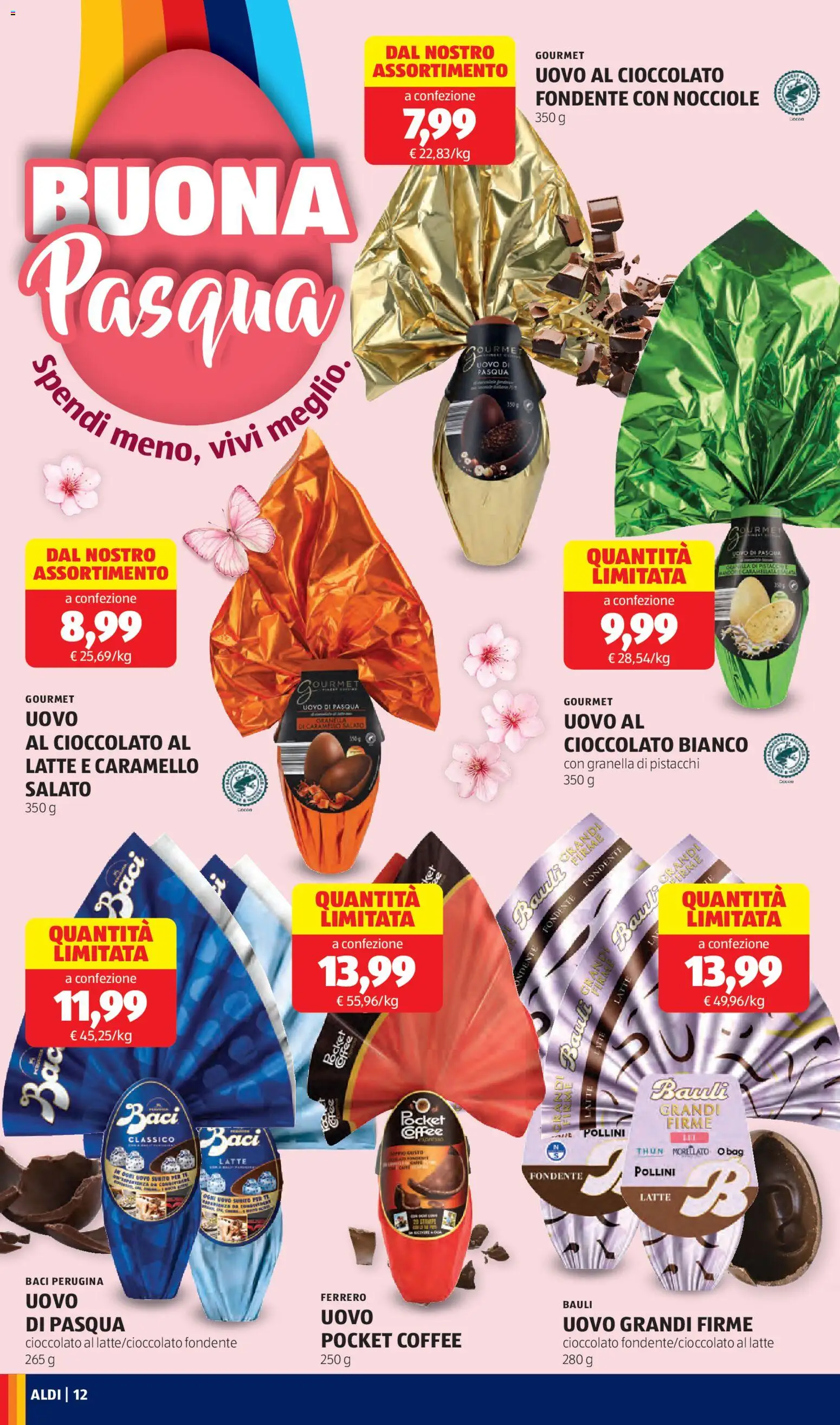 Volantino Aldi del 09.03.2026 | Pagina: 12 | Prodotti: Latte, Nocciole, Uovo di pasqua, Pistacchi