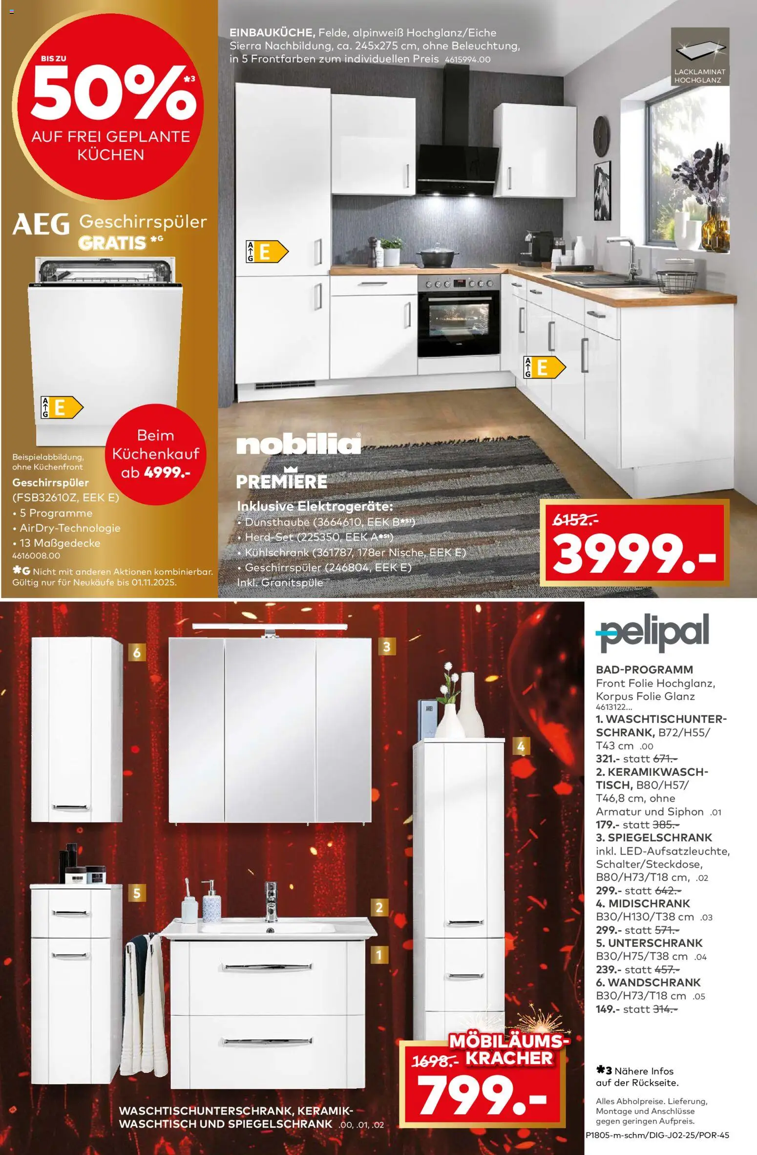 Porta! Möbiläums-Spar-Show mit Guido Cantz und 25% auf ALLE Möbel - Guetersloh – gültig ab 27.10.2025 | Seite: 9 | Produkte: AEG, Waschtisch, Midischrank, Kuchen