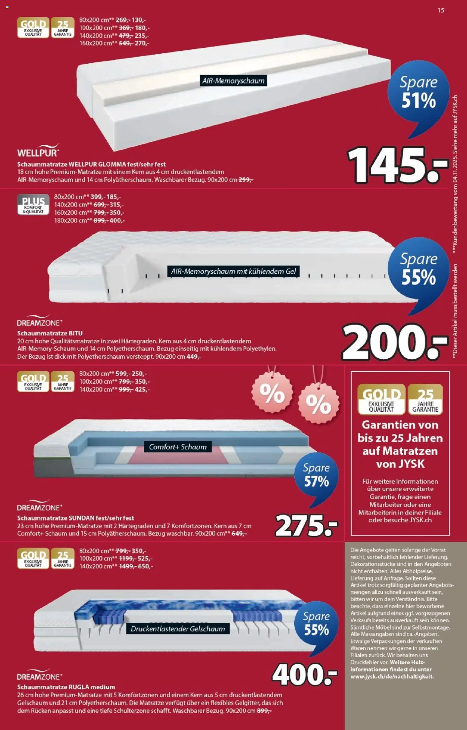JYSK Aktionen – gültig ab 06.01.2026 | Seite: 15 | Produkte: Matratze