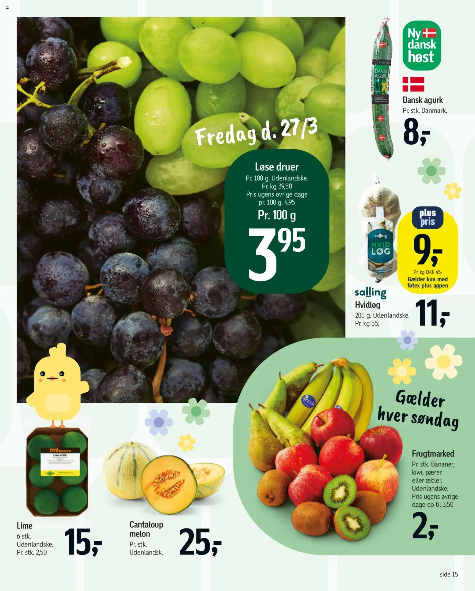 Føtex tilbudsavis – gyldig fra 27.03.2026 | Side: 17 | Produkter: Lime, Hvidløg, Pærer