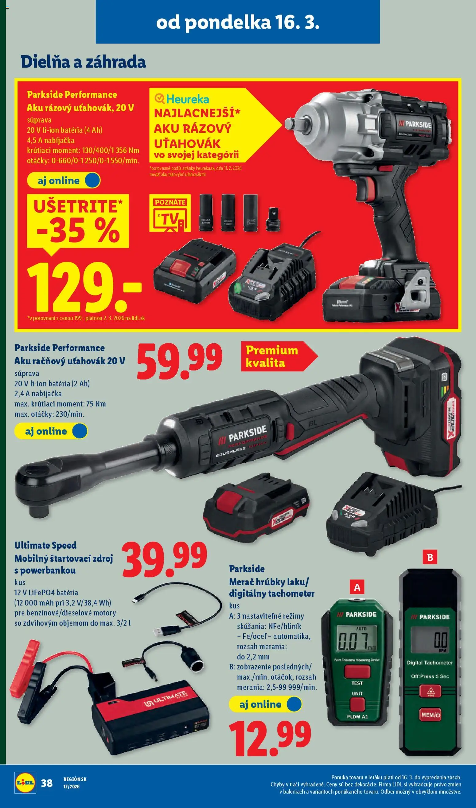Nové Lidl akcie – leták je platný od 16.03.2026 | Strana: 58 | Produkty: Nabíjačka, Aku, Parkside