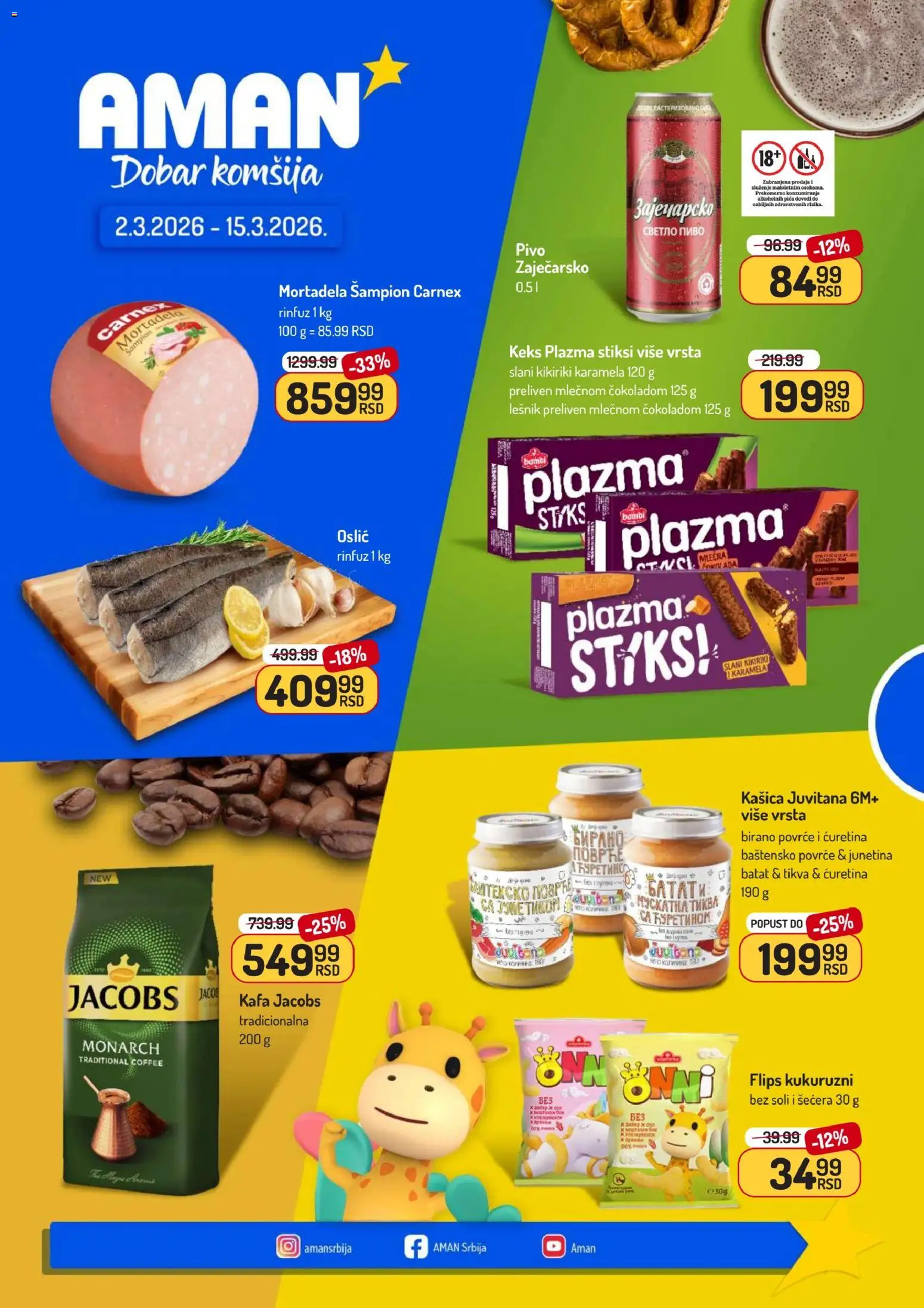 Aman katalog - važi od 02.03.2026 | Strana: 1 | Proizvode: Keks, Oslić, Pica, Pivo