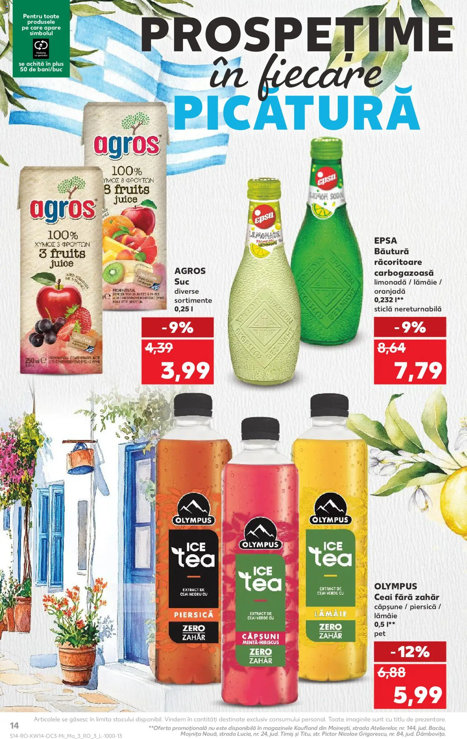 Noul catalog Kaufland – valabil de la 01.04.2026 | Pagină: 14 | Produse: Piersică, Suc, Ceai, Căpșuni