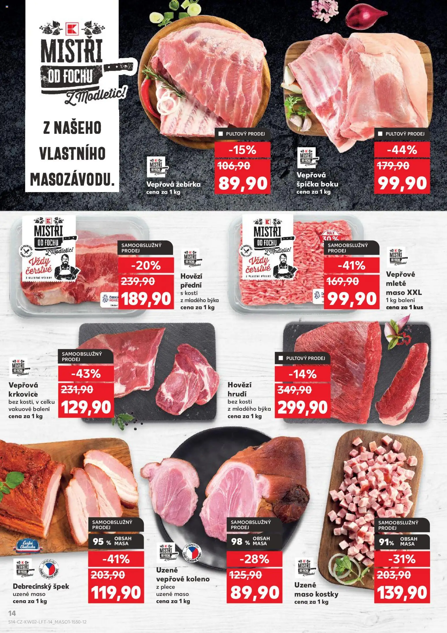 Kaufland leták - Praha 8 od 07.01.2026 | Strana: 14 | Produkty: Uzené maso, Hovězí, Maso, Kostky