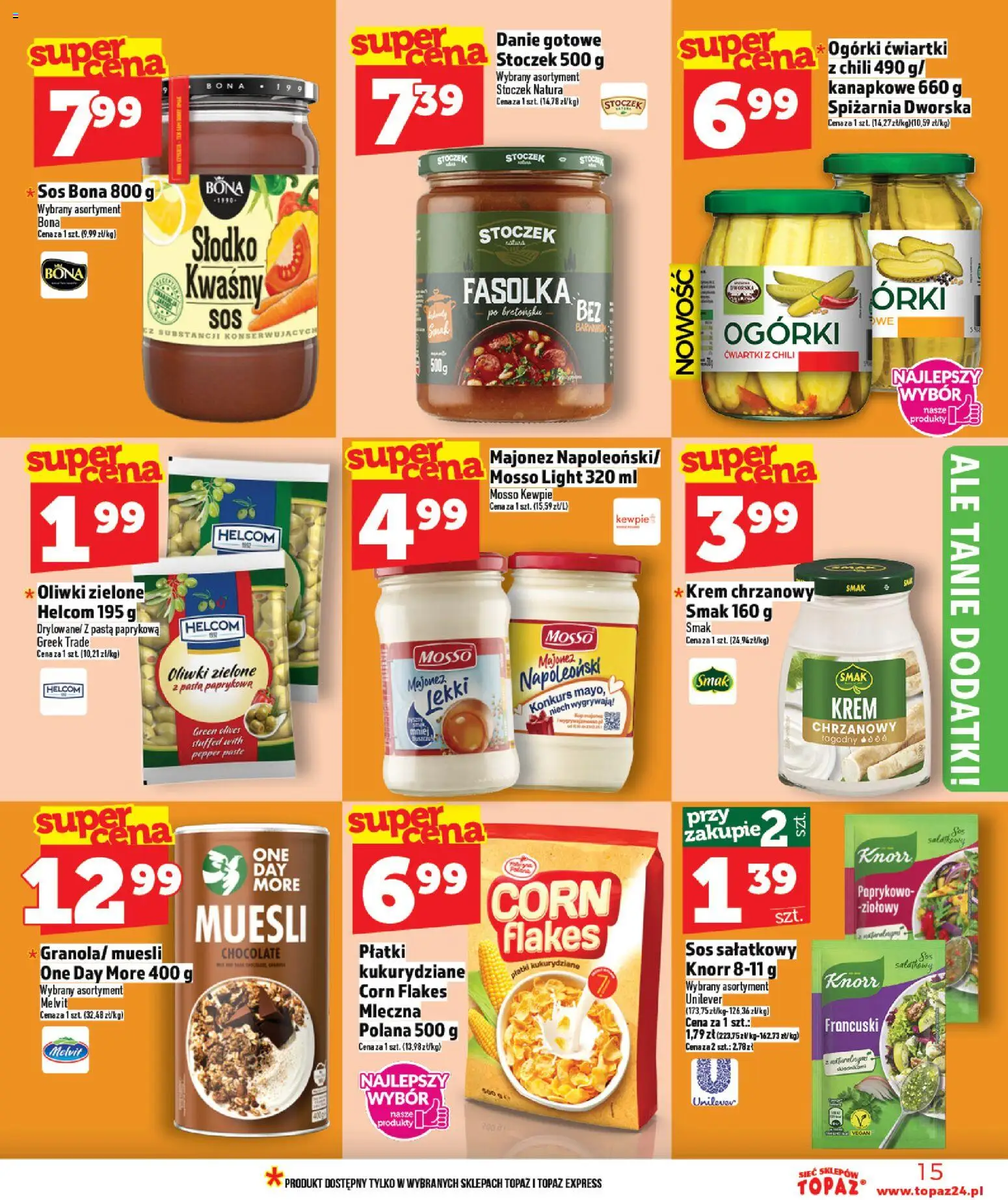 Topaz Gazetka - Ceny małe na stałe od 29.01.2026 | Strona: 15 | Produkty: Chili, Oliwki zielone, Krem, Ogórki