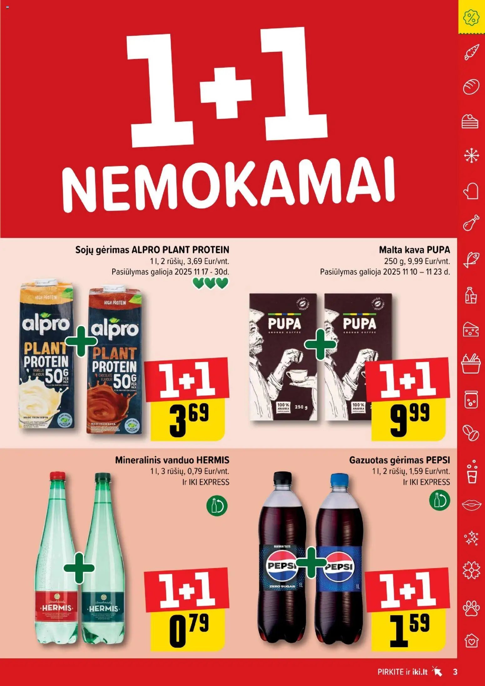 IKI akcijos nuo 17.11.2025 | Puslapis: 3 | Prekių: Kava, Mineralinis vanduo