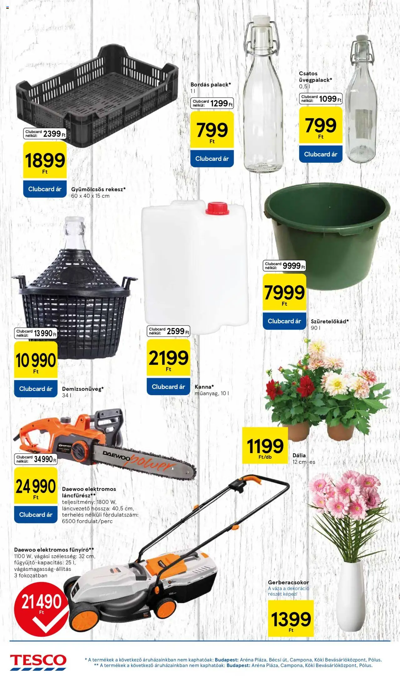 Tesco akciós ujság - amely érvényes a következő dátumtól: 14.08.2025 | Oldal: 30 | Termékek: Váza, Fűnyíró, Láncfűrész, Dekoráció