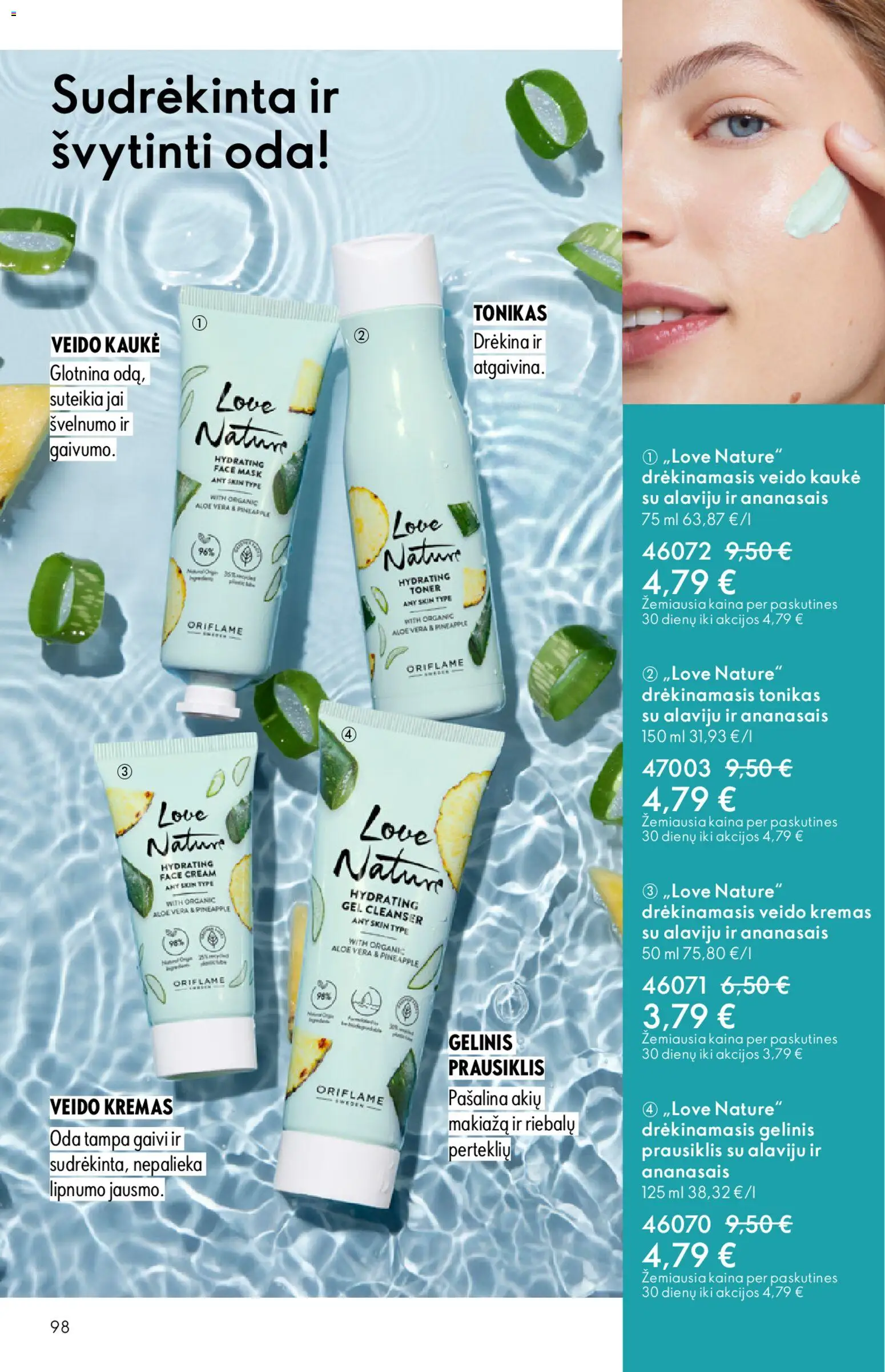Oriflame akcijos nuo 11.03.2026 | Puslapis: 98 | Prekių: Tonikas, Kremas, Veido kaukė, Prausiklis