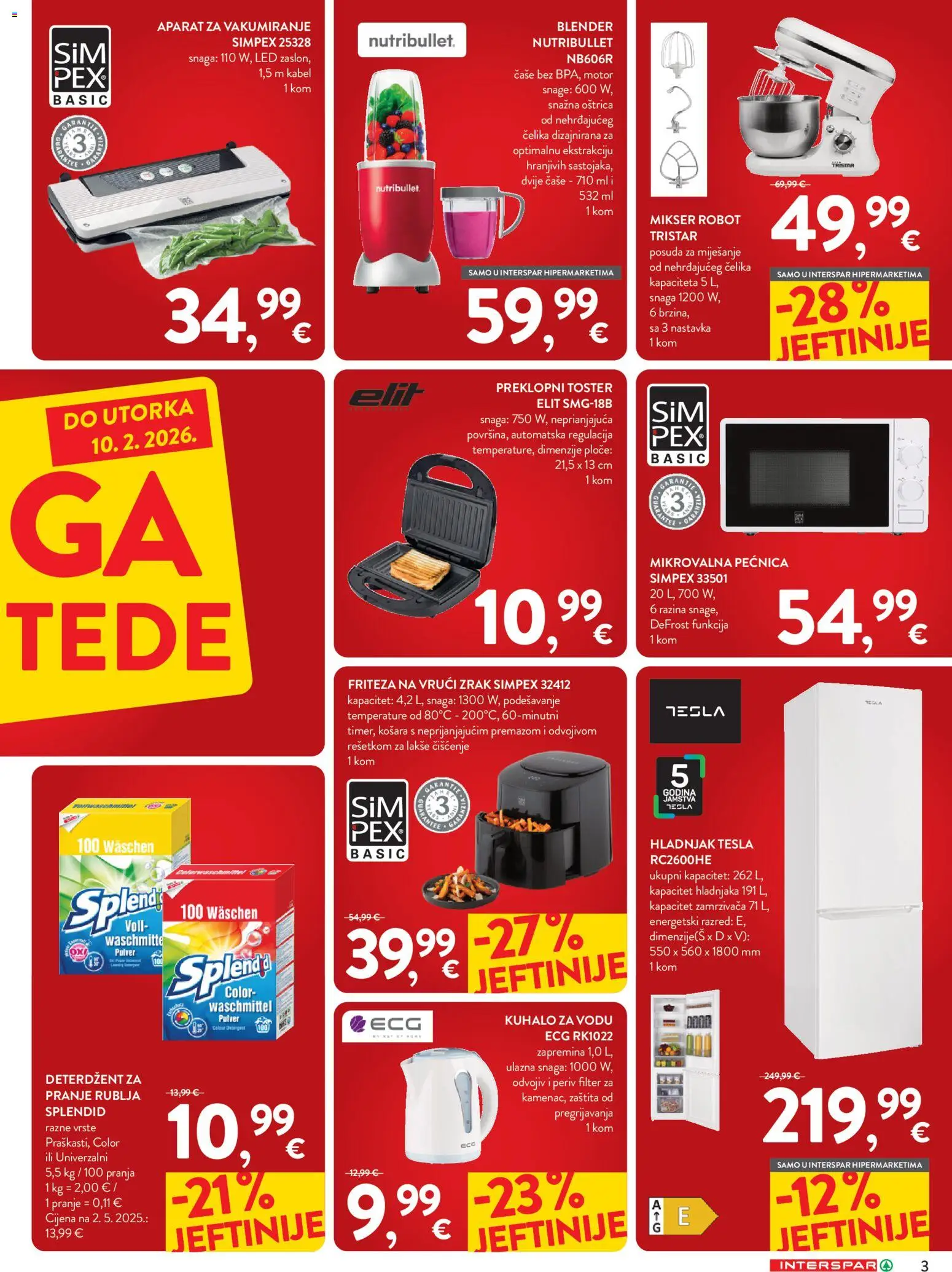 Interspar katalog | vrijedi od 21.01.2026 | Stranica: 3 | Proizvodi: Kuhalo za vodu, Mikser, Robot, Friteza