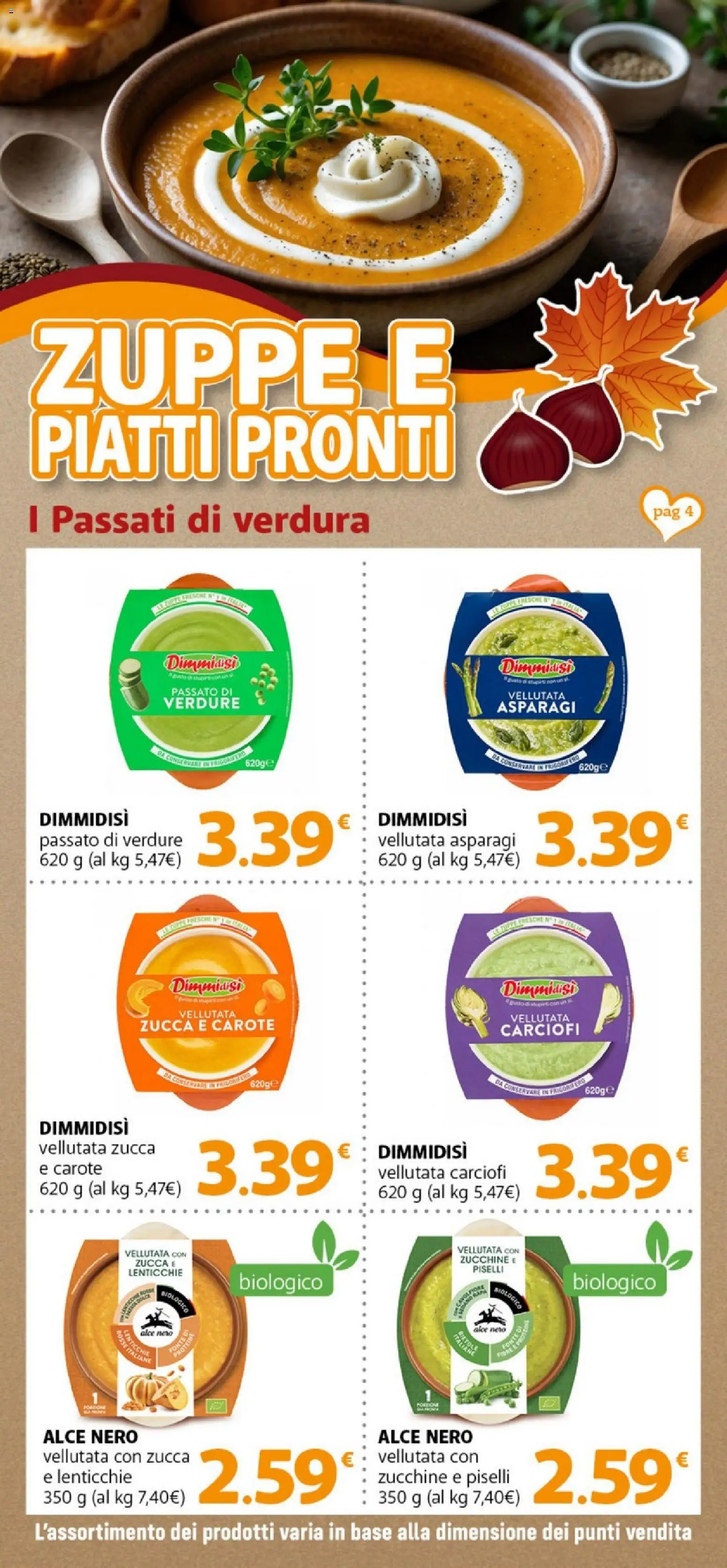 Volantino DOK del 21.11.2025 | Pagina: 4 | Prodotti: Carote, Piselli, Zucchine, Frigorifero