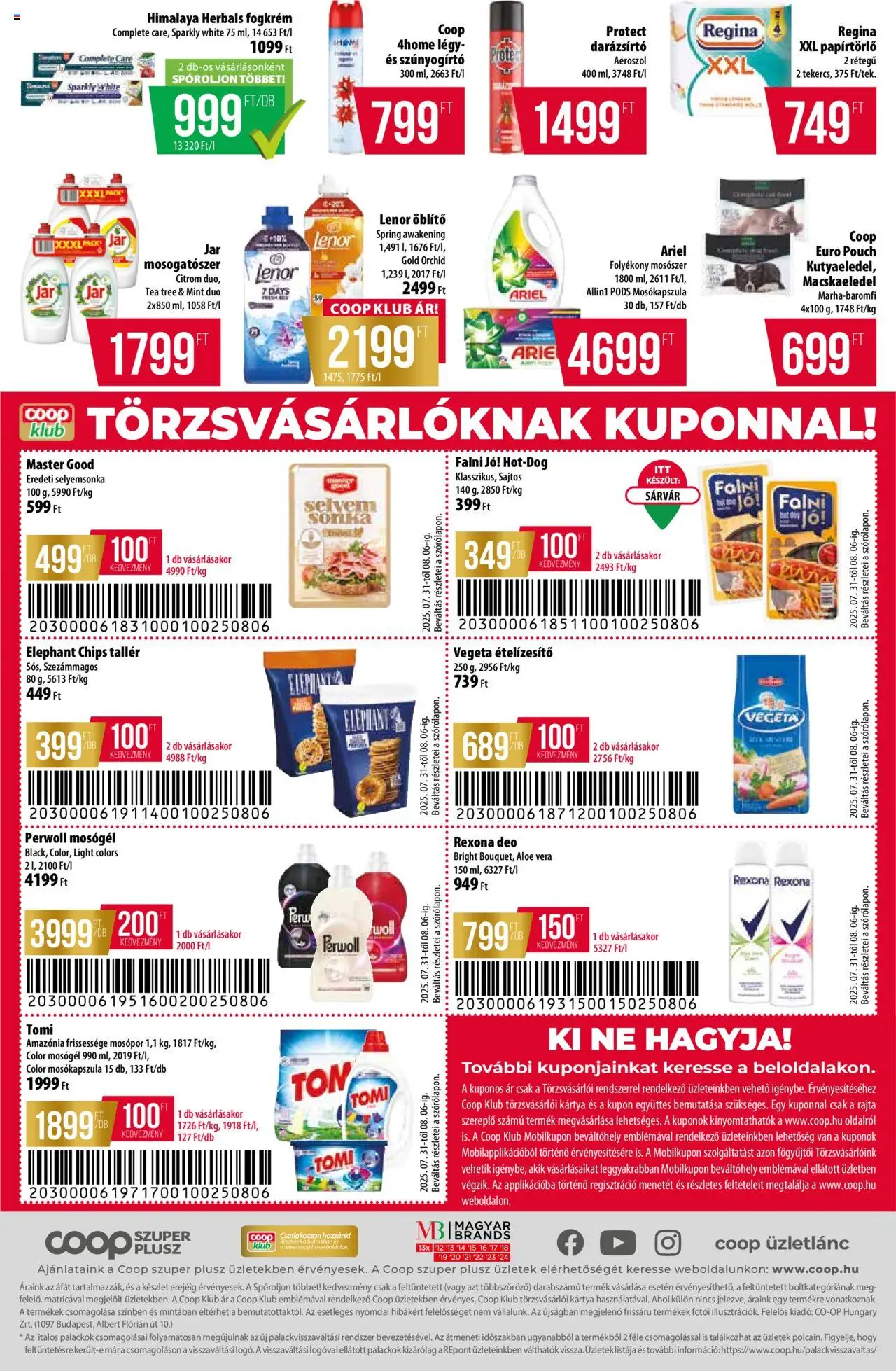 COOP akciós ujság - amely érvényes a következő dátumtól: 31.07.2025 | Oldal: 8 | Termékek: Perwoll, Mosószer, Mosogatószer, Ételízesítő