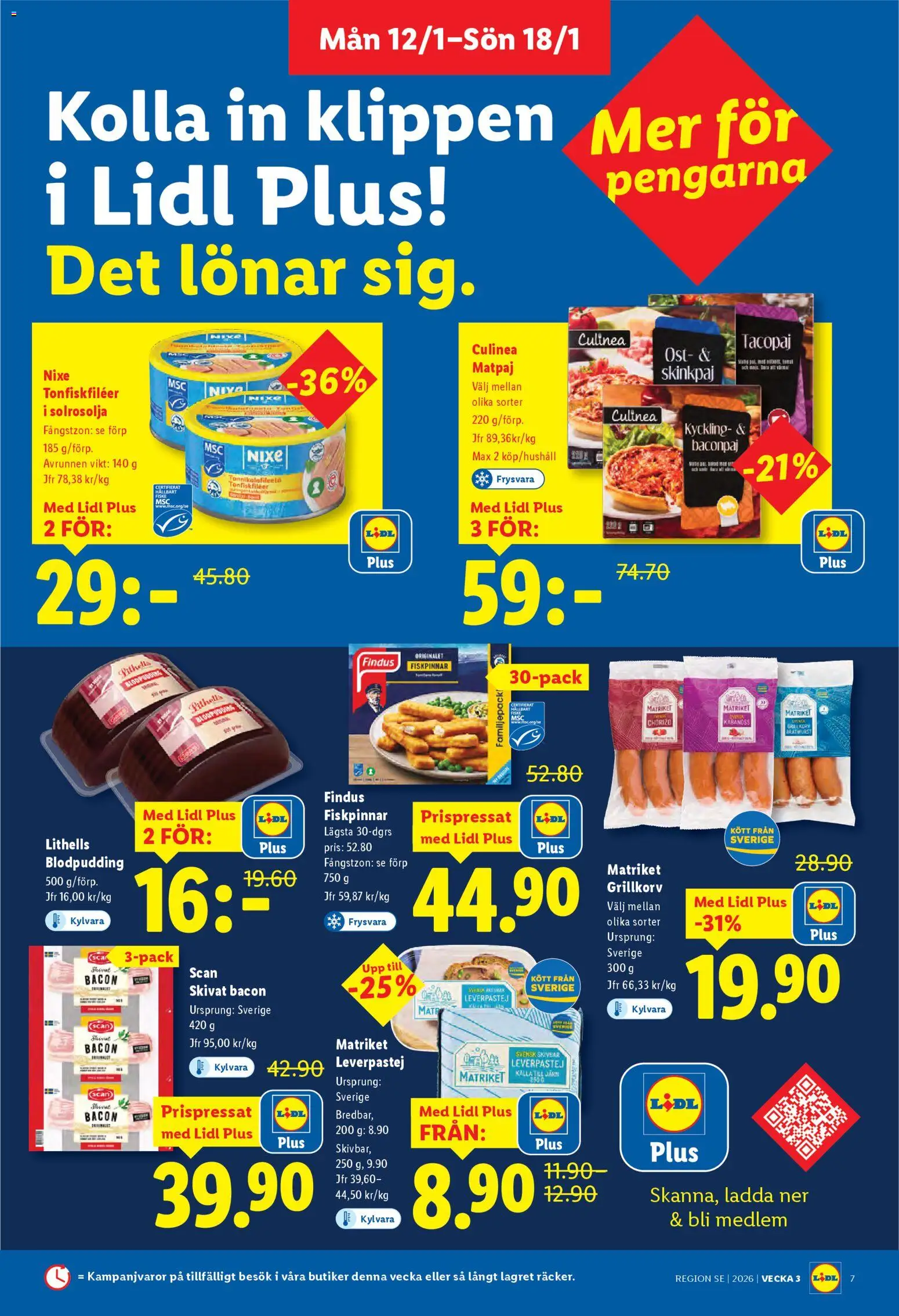 Lidl reklamblad aktuell från 12.01.2026 | Sida: 7 | Produkter: Leverpastej, Grillkorv, Ost, Chorizo