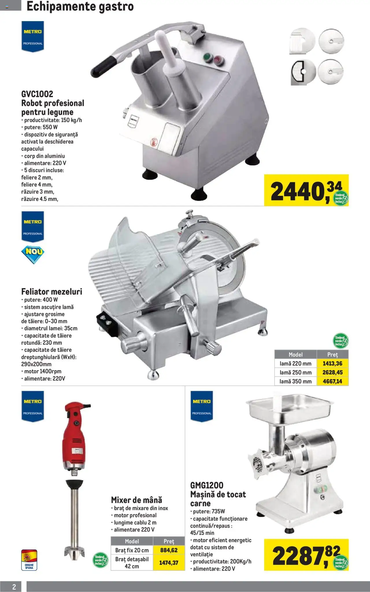 Metro catalog - Soluții Nealimentare pentru HoReCa – valabil de la 01.07.2025 | Pagină: 2 | Produse: Cablu, Feliator, Mixer, Robot