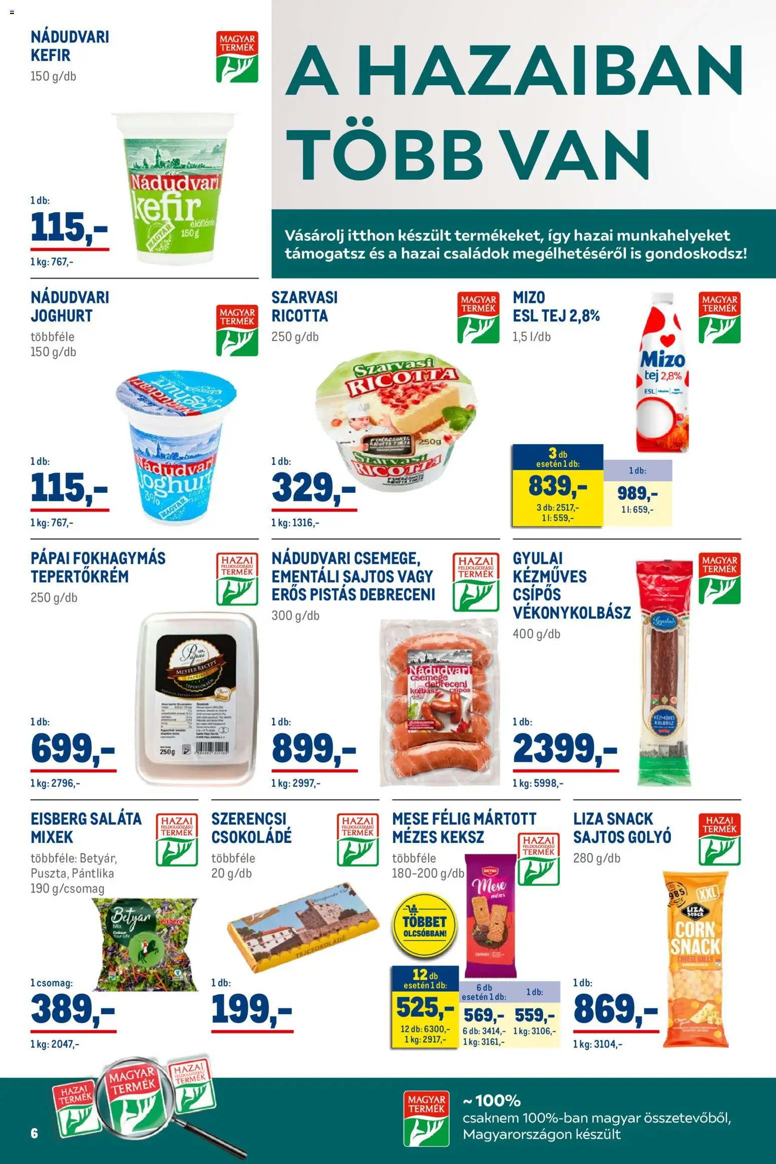 Metro akciós ujság - amely érvényes a következő dátumtól: 02.11.2025 | Oldal: 6 | Termékek: Ricotta, Kolbász, Tej, Csokoládé