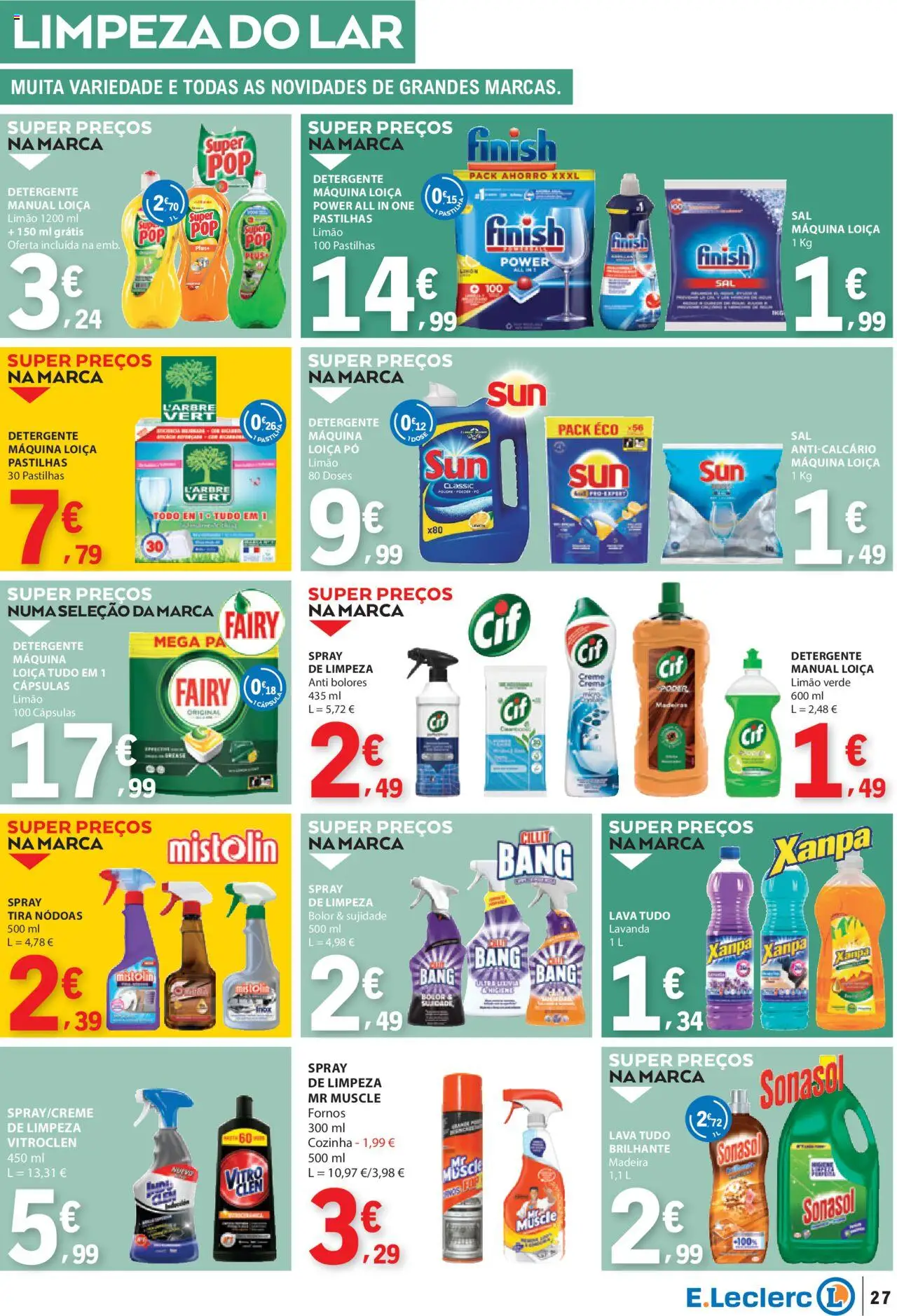 E.Leclerc folheto │ válido de 14.08.2025 | Página: 27 | Produtos: Pó, Detergente, Madeiras, Pá