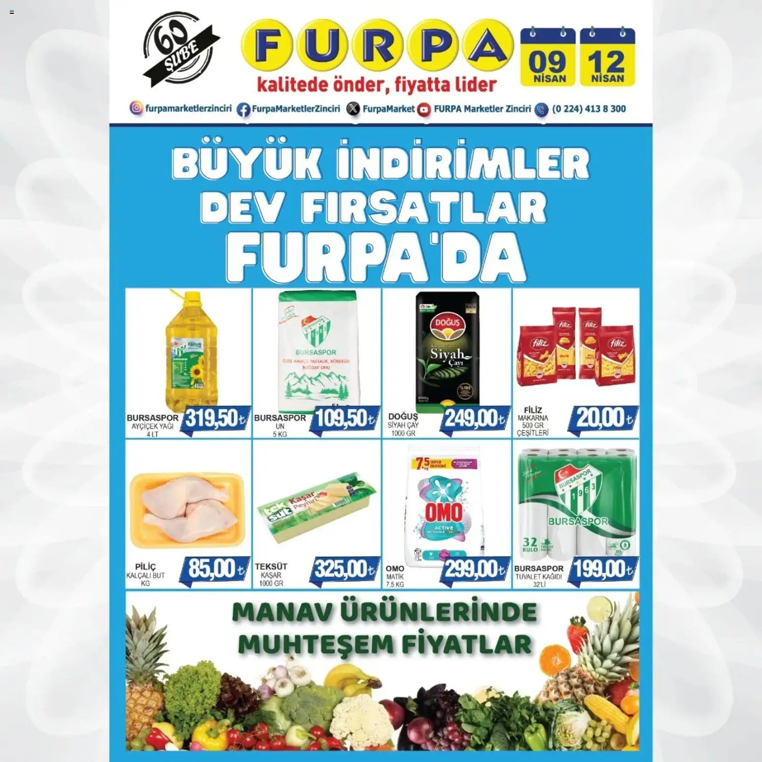 Furpa Katalog - 09.04.2026 tarihinden itibaren geçerlidir | Sayfa: 1 | Ürünler: Süt, Peynir, Makarna, Tuvalet kağıdı