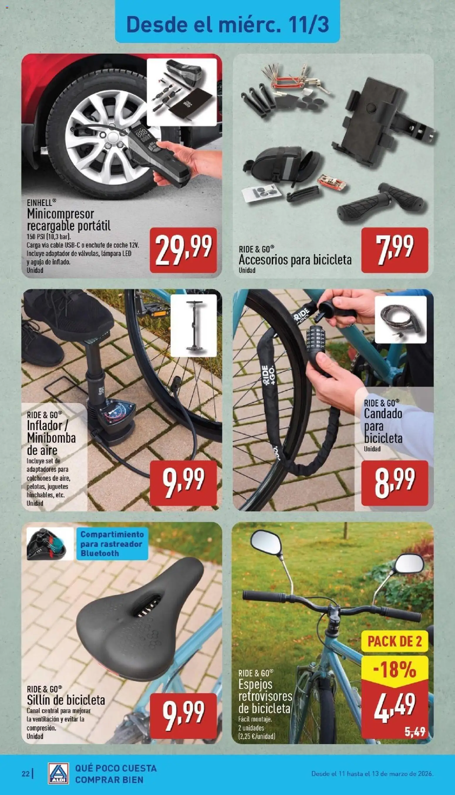 Aldi folleto Canarias │ válido desde el 09.03.2026 | Página: 22 | Productos: Bicicleta, Juguetes, Cable, Lámpara