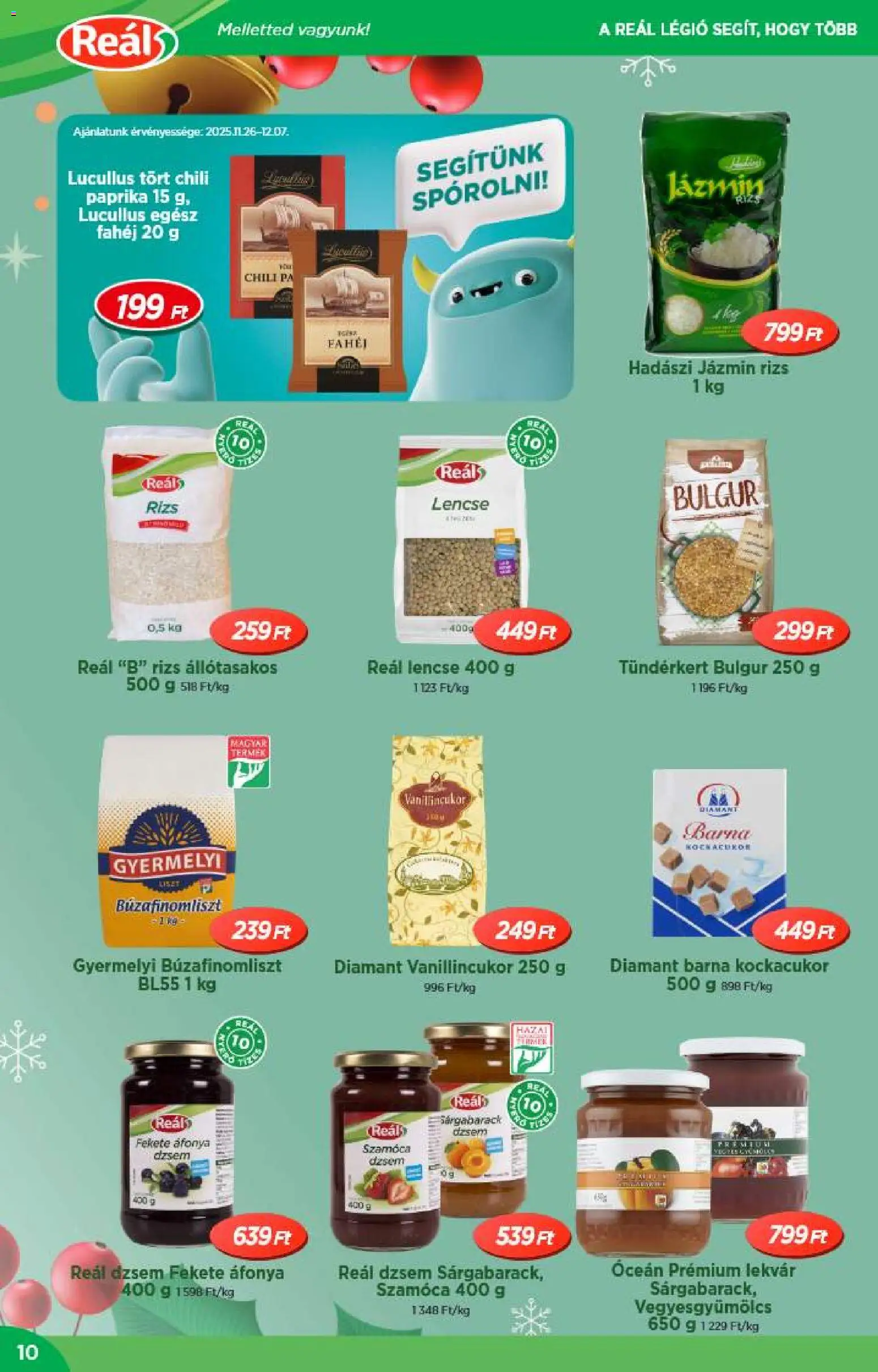 Reál akciós ujság - amely érvényes a következő dátumtól: 10.12.2025 | Oldal: 10 | Termékek: Vanillincukor, Lekvár, Bulgur, Fahéj