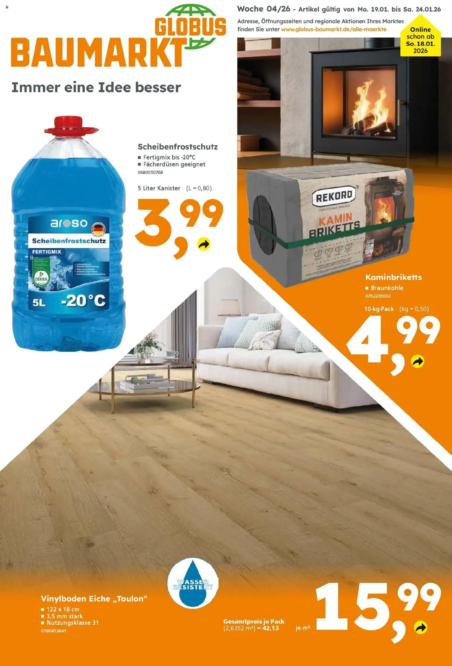 Globus Baumarkt prospekt Dresden	 – gültig ab 19.01.2026 | Seite: 1 | Produkte: Kamin