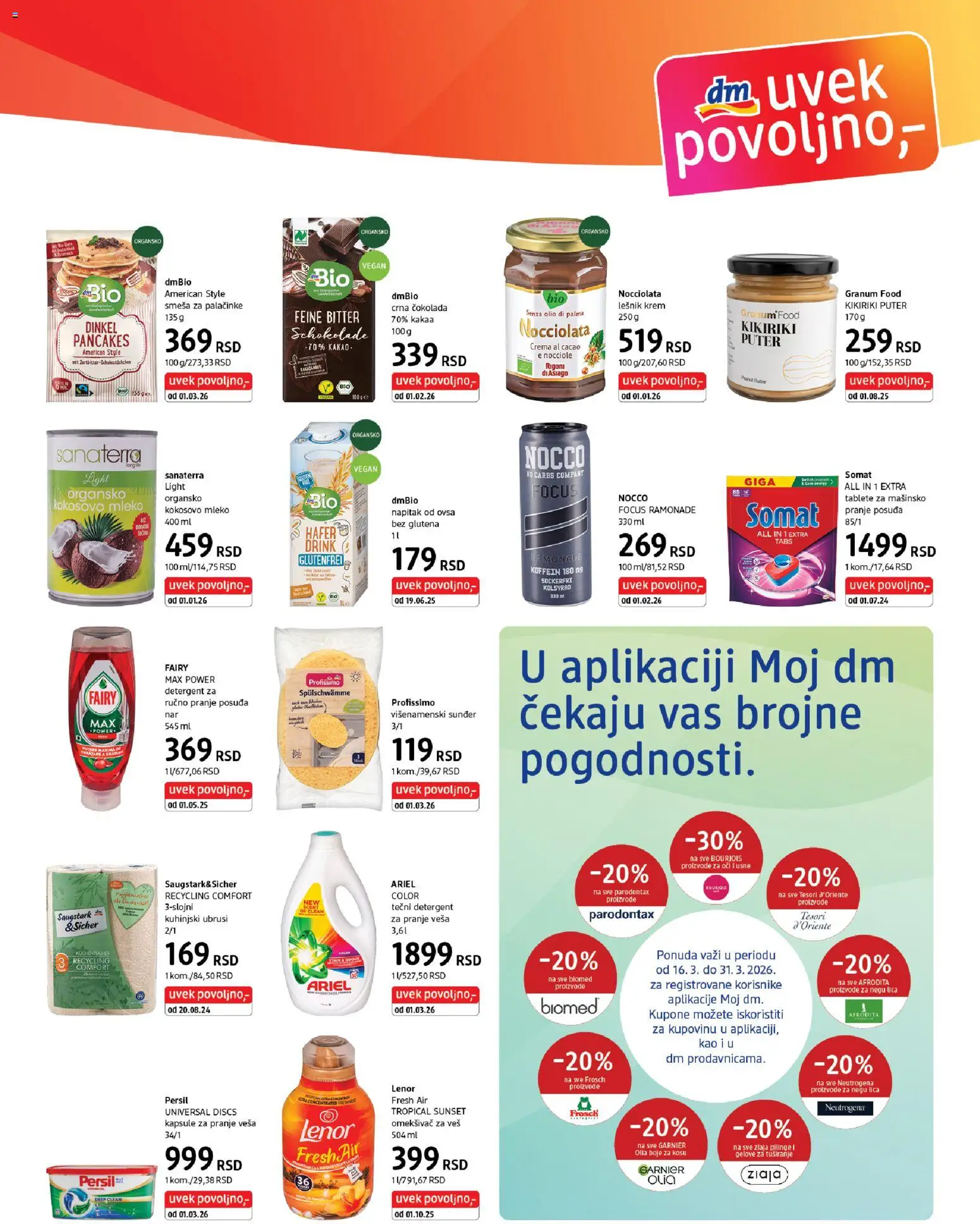DM Drogerie katalog - važi od 16.03.2026 | Strana: 7 | Proizvode: Somat, Ariel, Kikiriki puter, Kikiriki