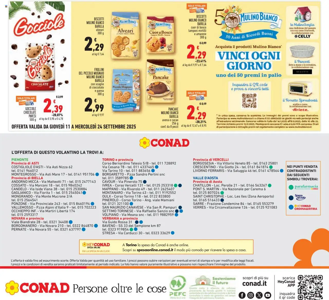 Volantino Conad del 11.09.2025 | Pagina: 28 | Prodotti: Lamponi, Biscotti, Sveglia, Frollini